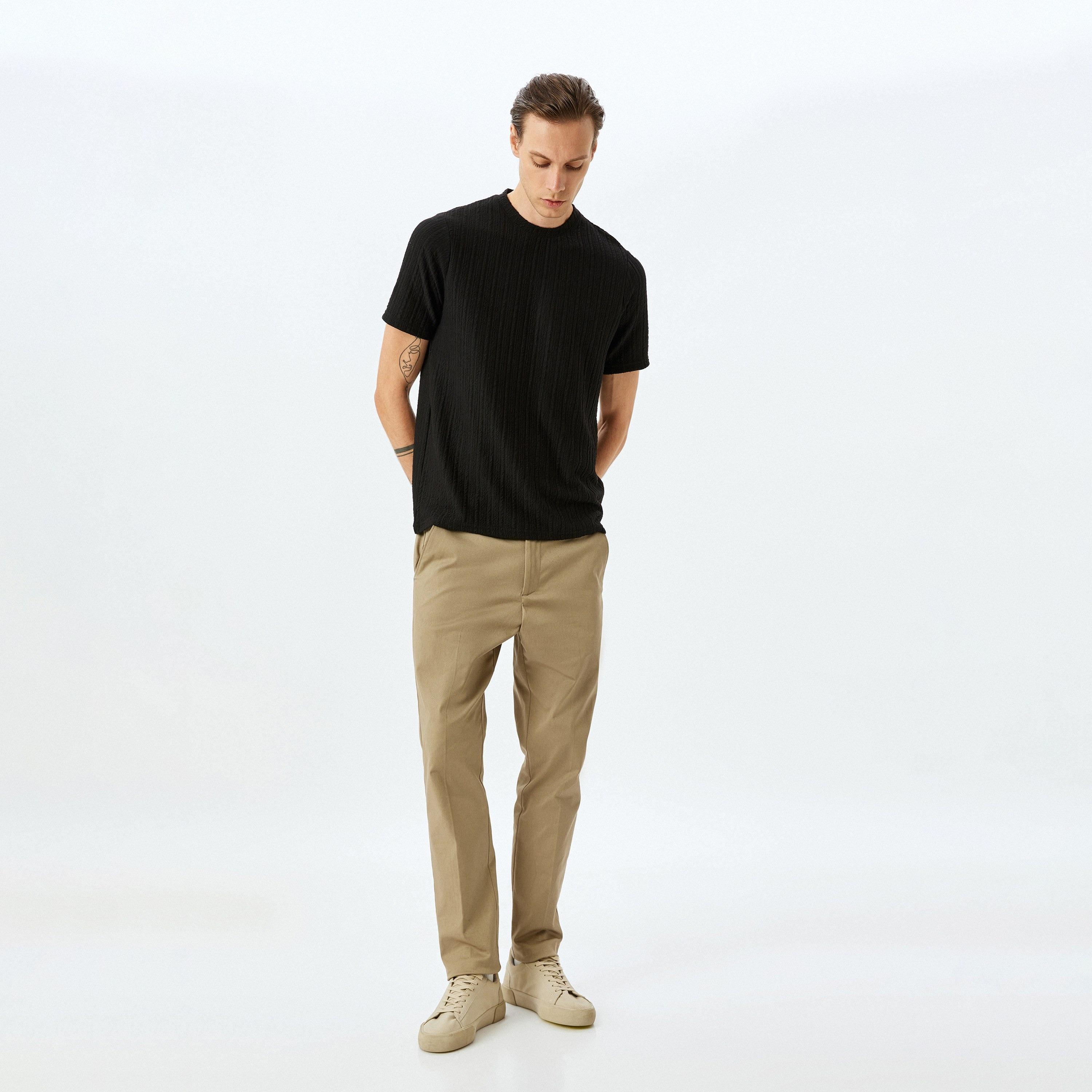 Koton Textured Crew Neck Short Sleeves Men's T-Shirt-men-clothing-tshirtsandpolos-tshirts-image-2