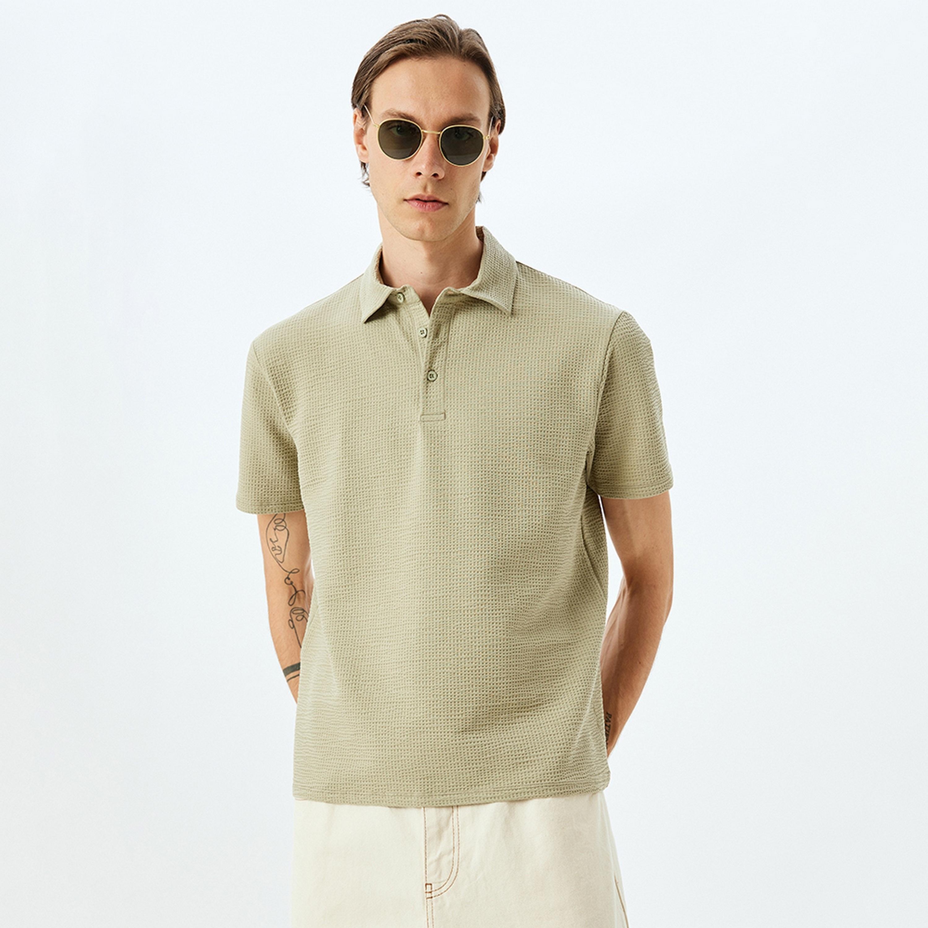 KOTON Plain Collared Short Sleeves Men's Polo T-Shirt-men-clothing-tshirtsandpolos-polos-image-1