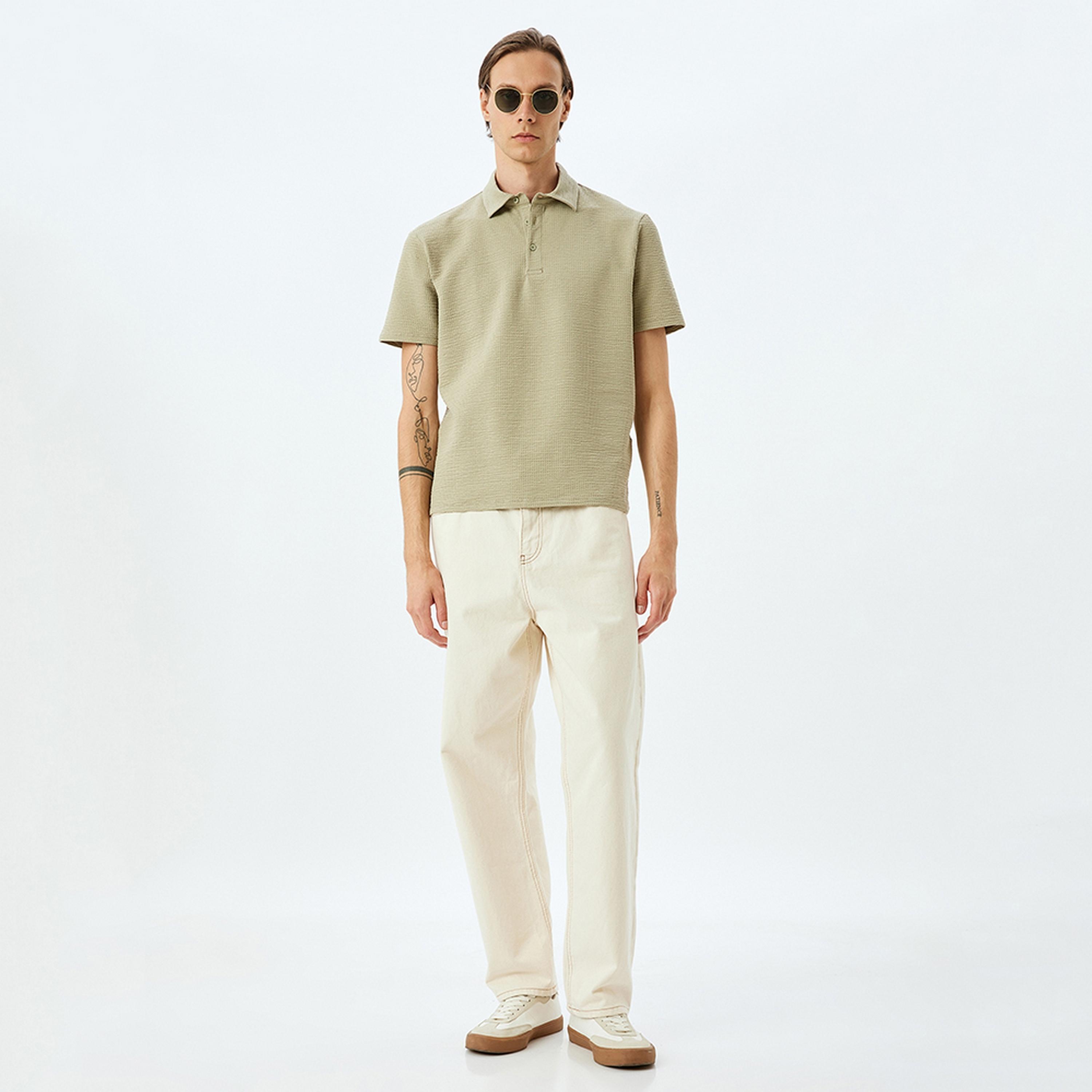 KOTON Plain Collared Short Sleeves Men's Polo T-Shirt-men-clothing-tshirtsandpolos-polos-image-2