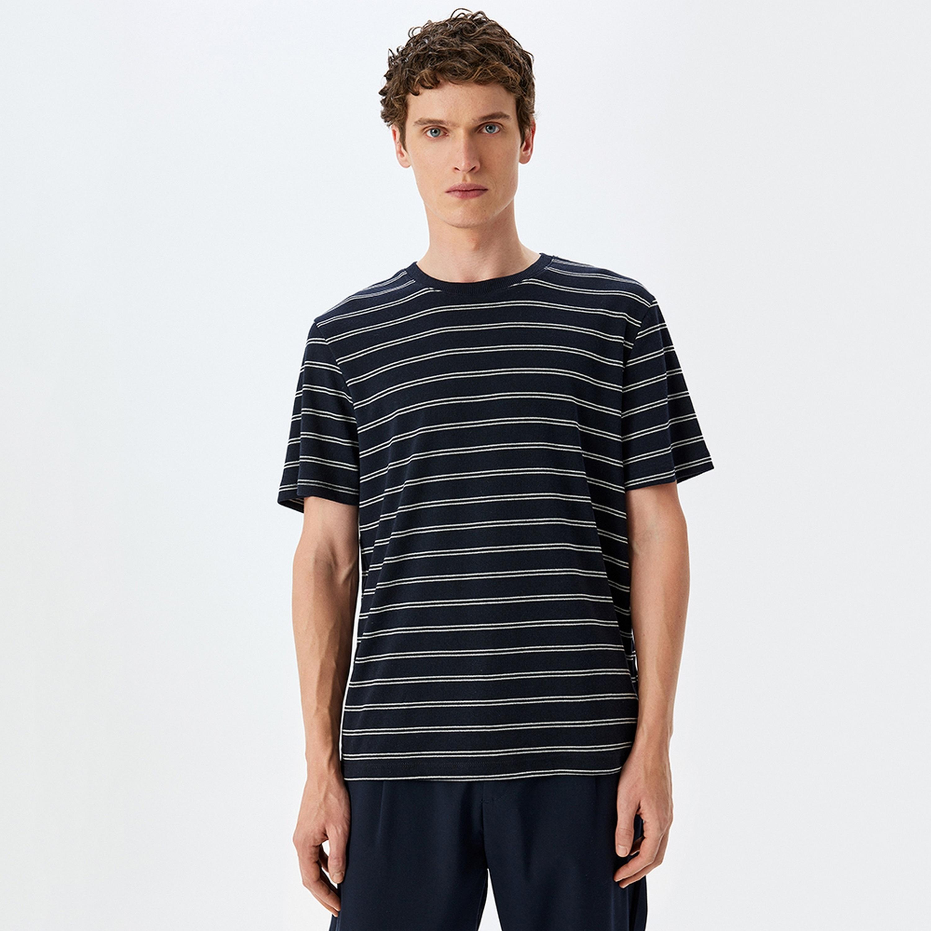 KOTON Striped Crew Neck Short Sleeves Men's T-Shirt-men-clothing-tshirtsandpolos-tshirts-image-1