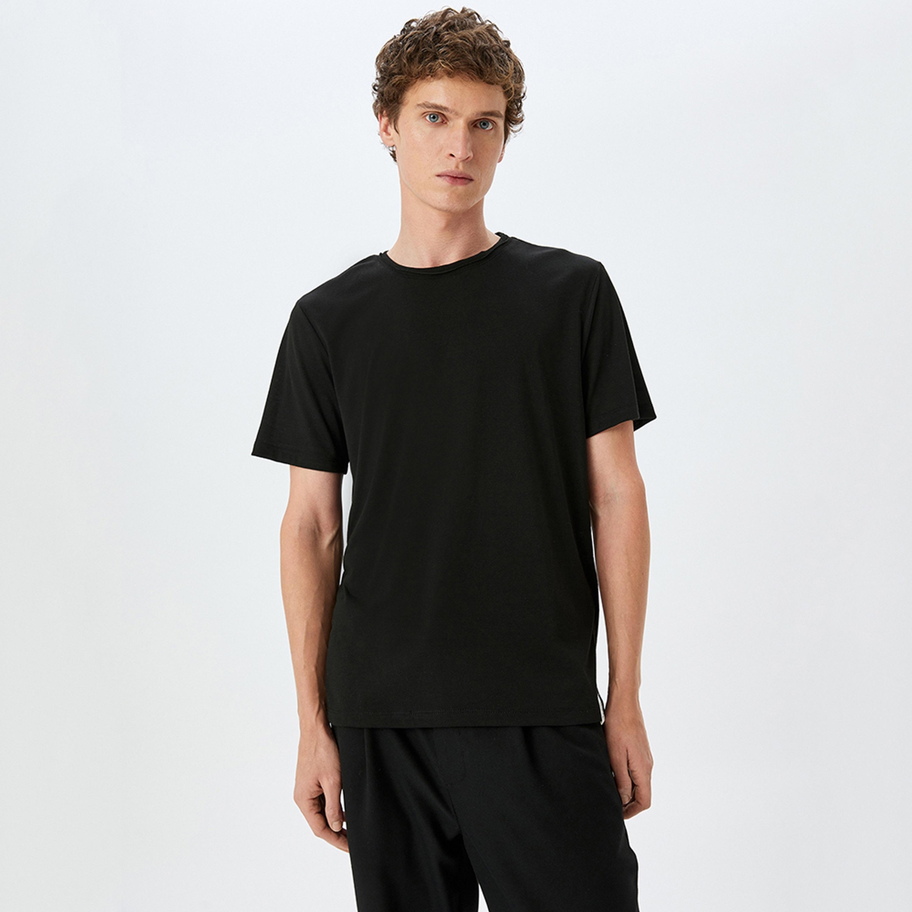 KOTON Plain Crew Neck Short Sleeves Men's T-Shirt-men-clothing-tshirtsandpolos-tshirts-image-1