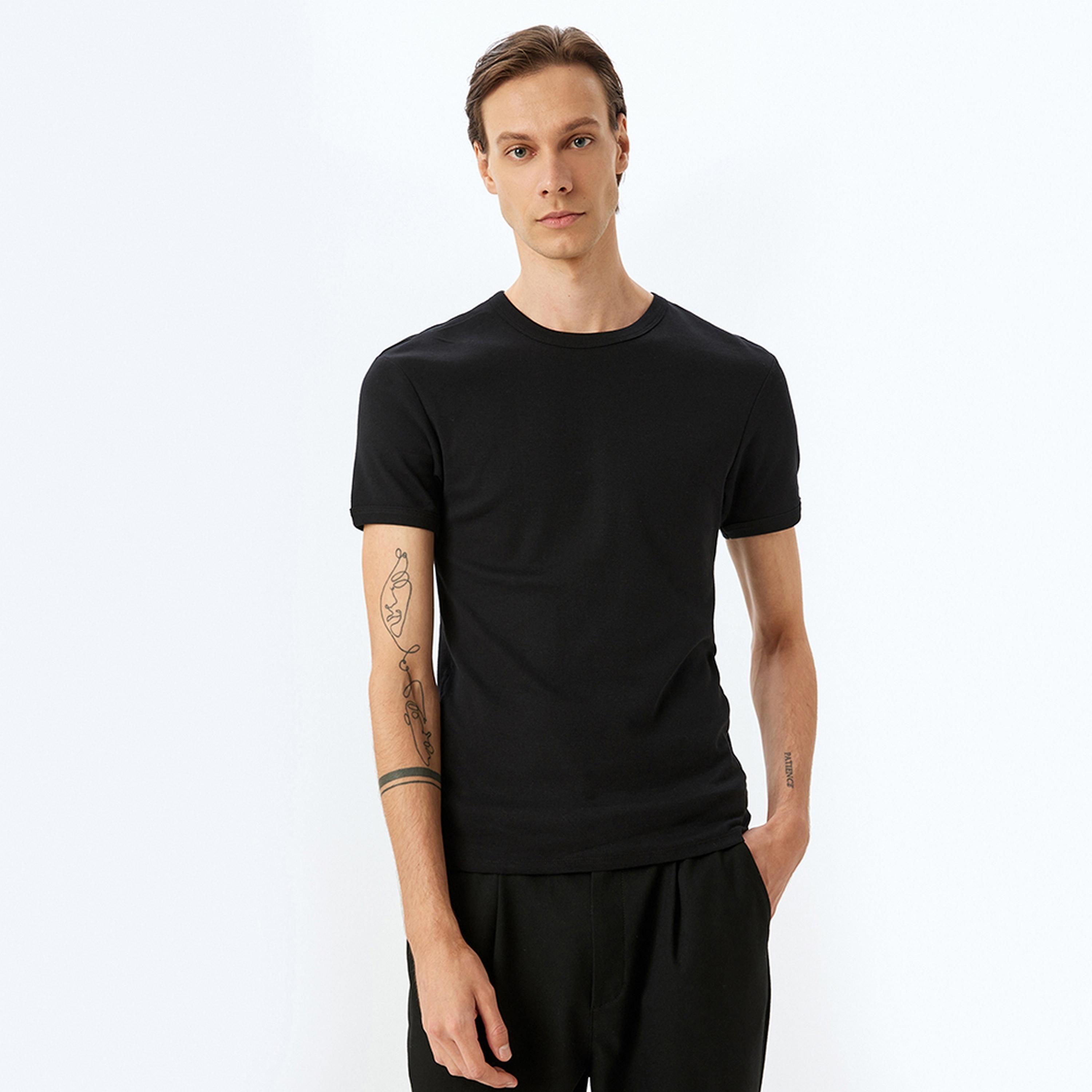 KOTON Plain Crew Neck Short Sleeves Men's T-Shirt-men-clothing-tshirtsandpolos-tshirts-image-1