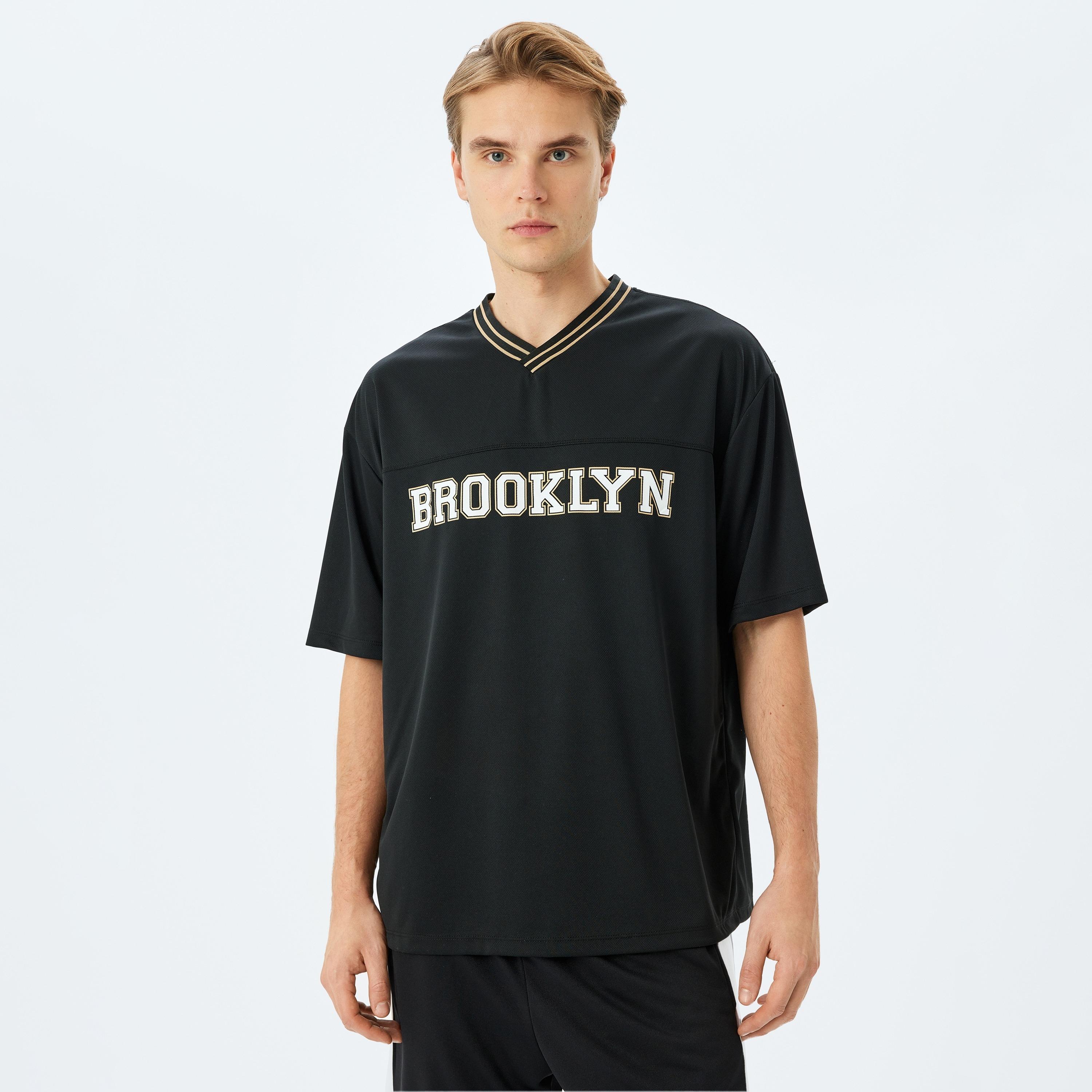 Koton Printed V-Neck Short Sleeves Men's T-Shirt-men-clothing-tshirtsandpolos-tshirts-image-1
