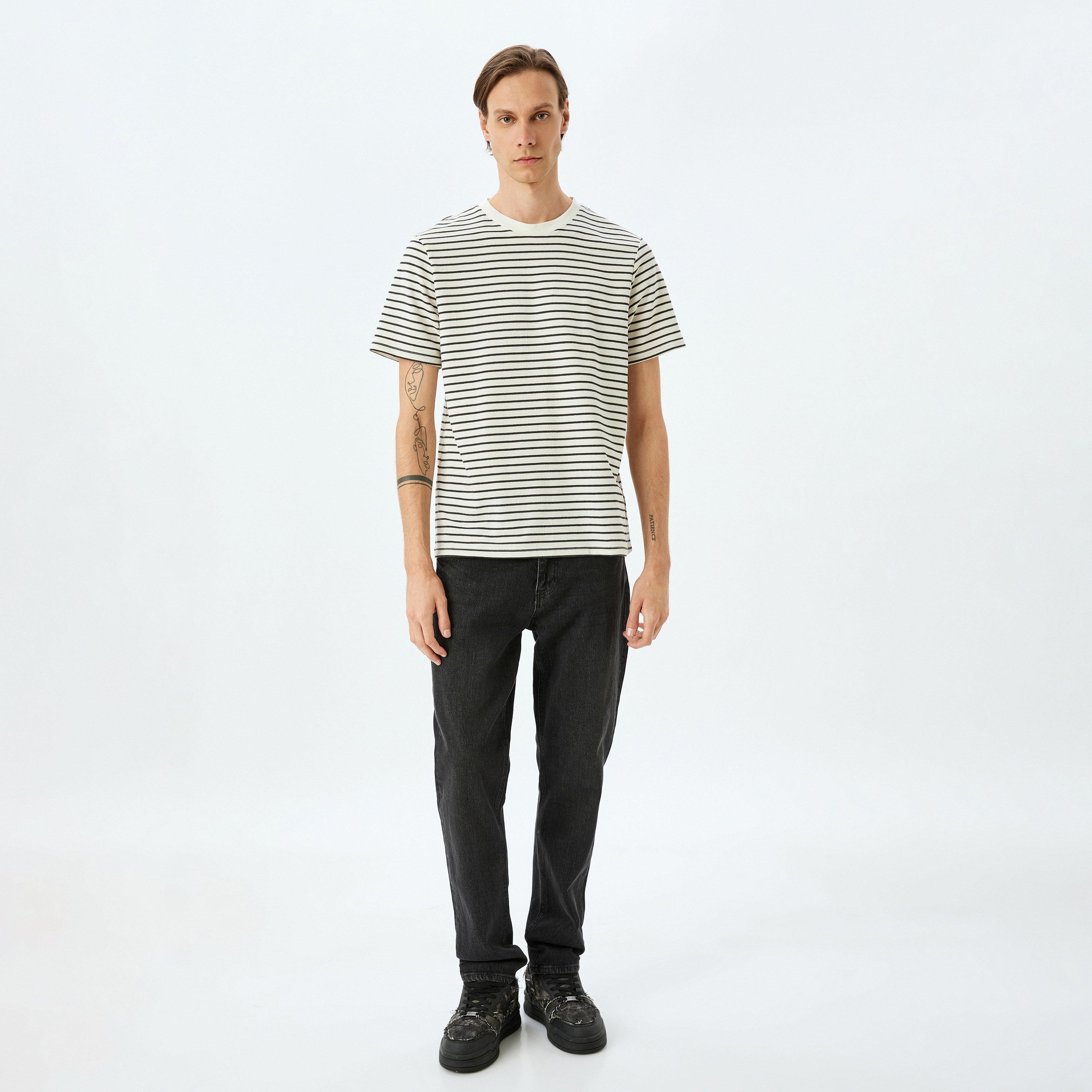 Koton Stripes Crew Neck Short Sleeves Men's T-Shirt-men-clothing-tshirtsandpolos-tshirts-image-2