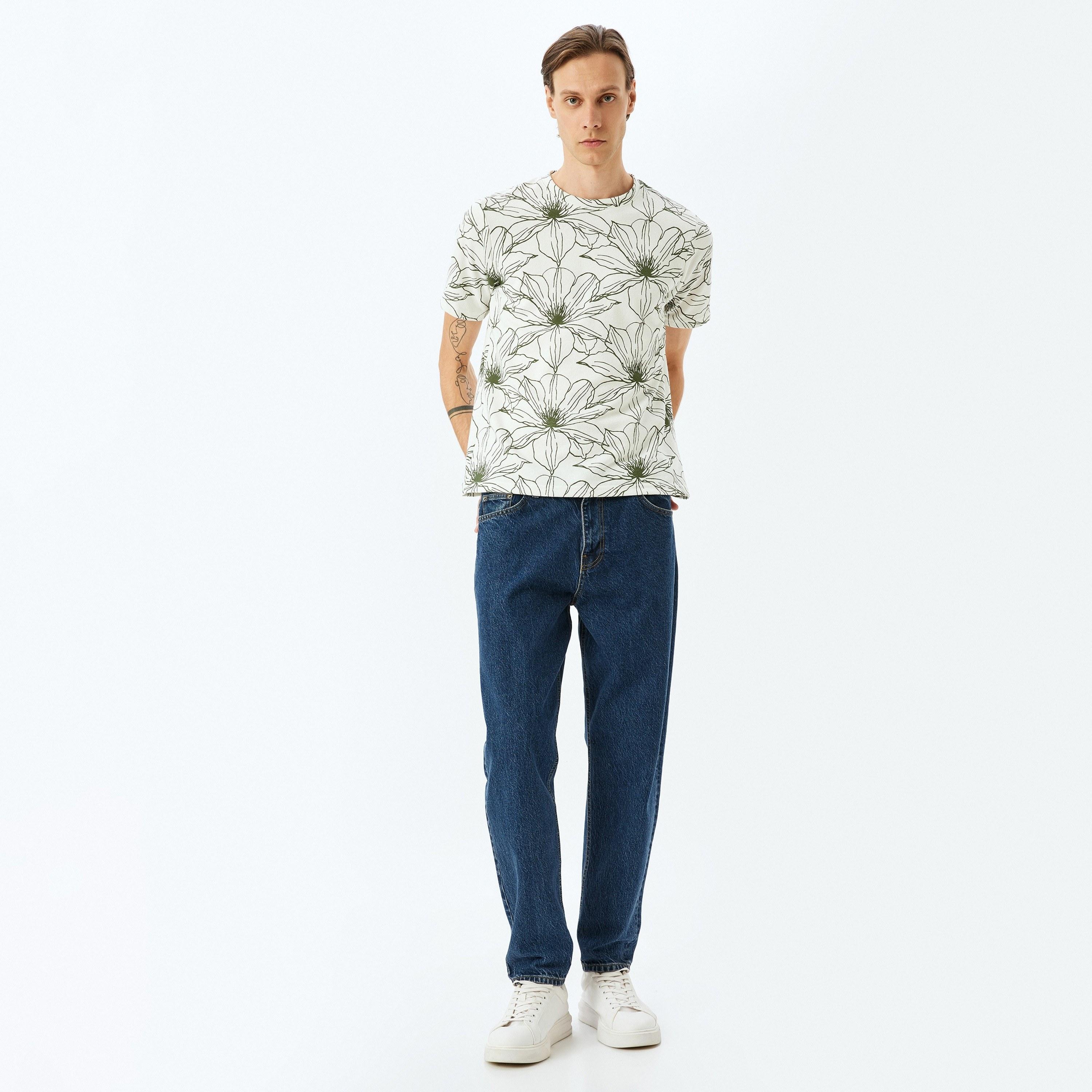 Koton Floral Crew Neck Short Sleeves Men's T-Shirt-men-clothing-tshirtsandpolos-tshirts-image-2