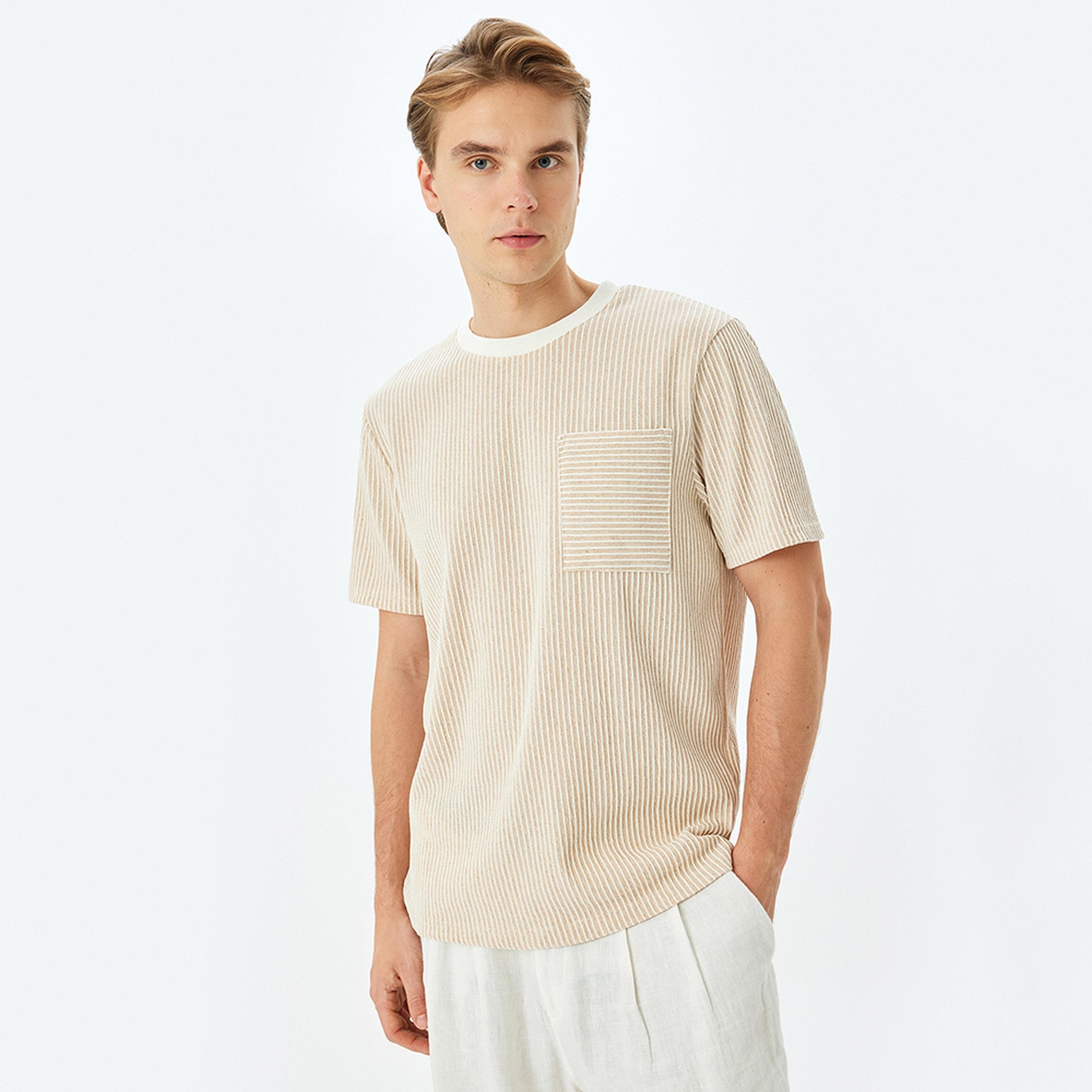 KOTON Striped Crew Neck Short Sleeves Men's T-Shirt-men-clothing-tshirtsandpolos-tshirts-image-1
