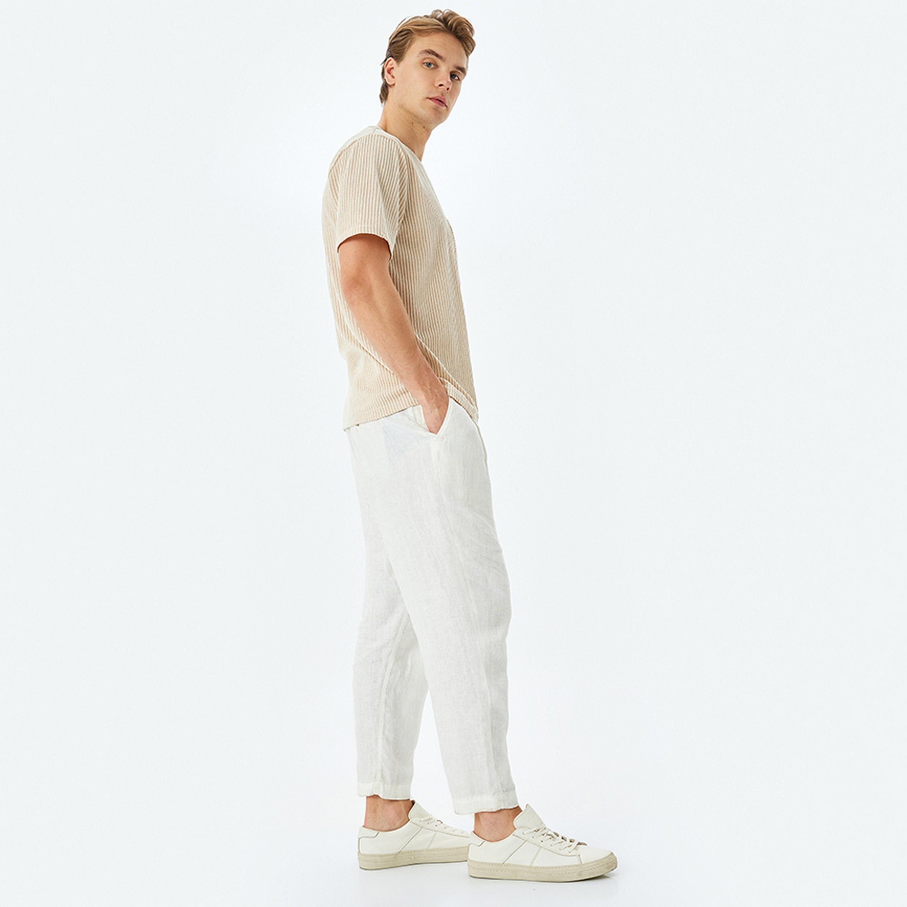 KOTON Striped Crew Neck Short Sleeves Men's T-Shirt-men-clothing-tshirtsandpolos-tshirts-image-2