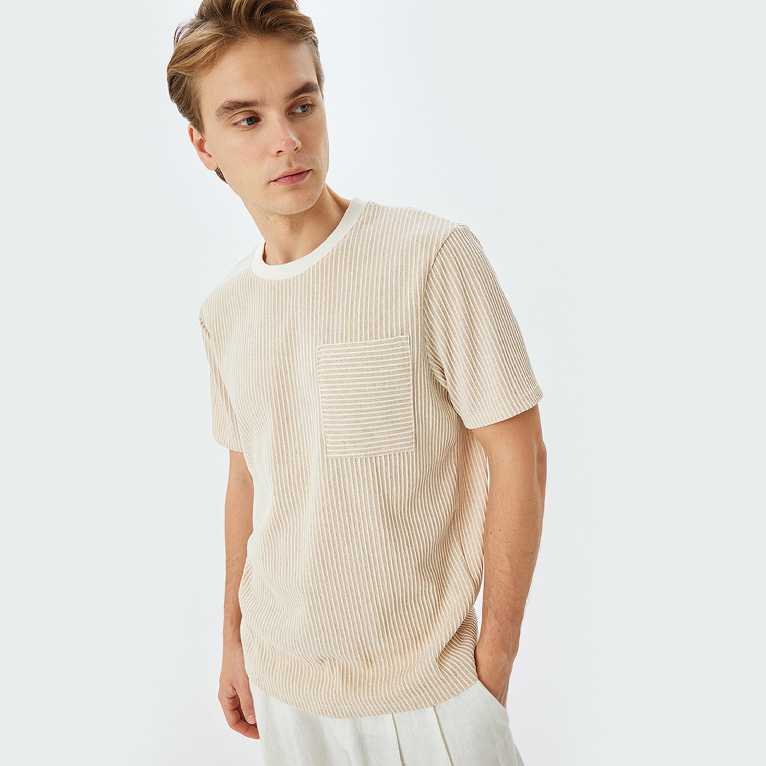 KOTON Striped Crew Neck Short Sleeves Men's T-Shirt-men-clothing-tshirtsandpolos-tshirts-image-5