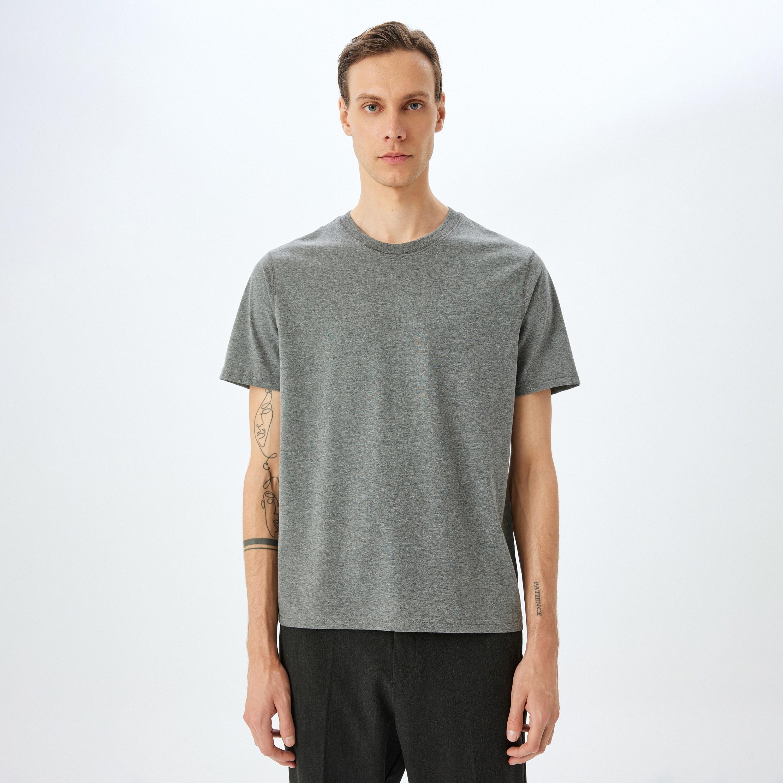 Koton Plain Crew Neck Short Sleeves Men's T-Shirt-men-clothing-tshirtsandpolos-tshirts-image-2