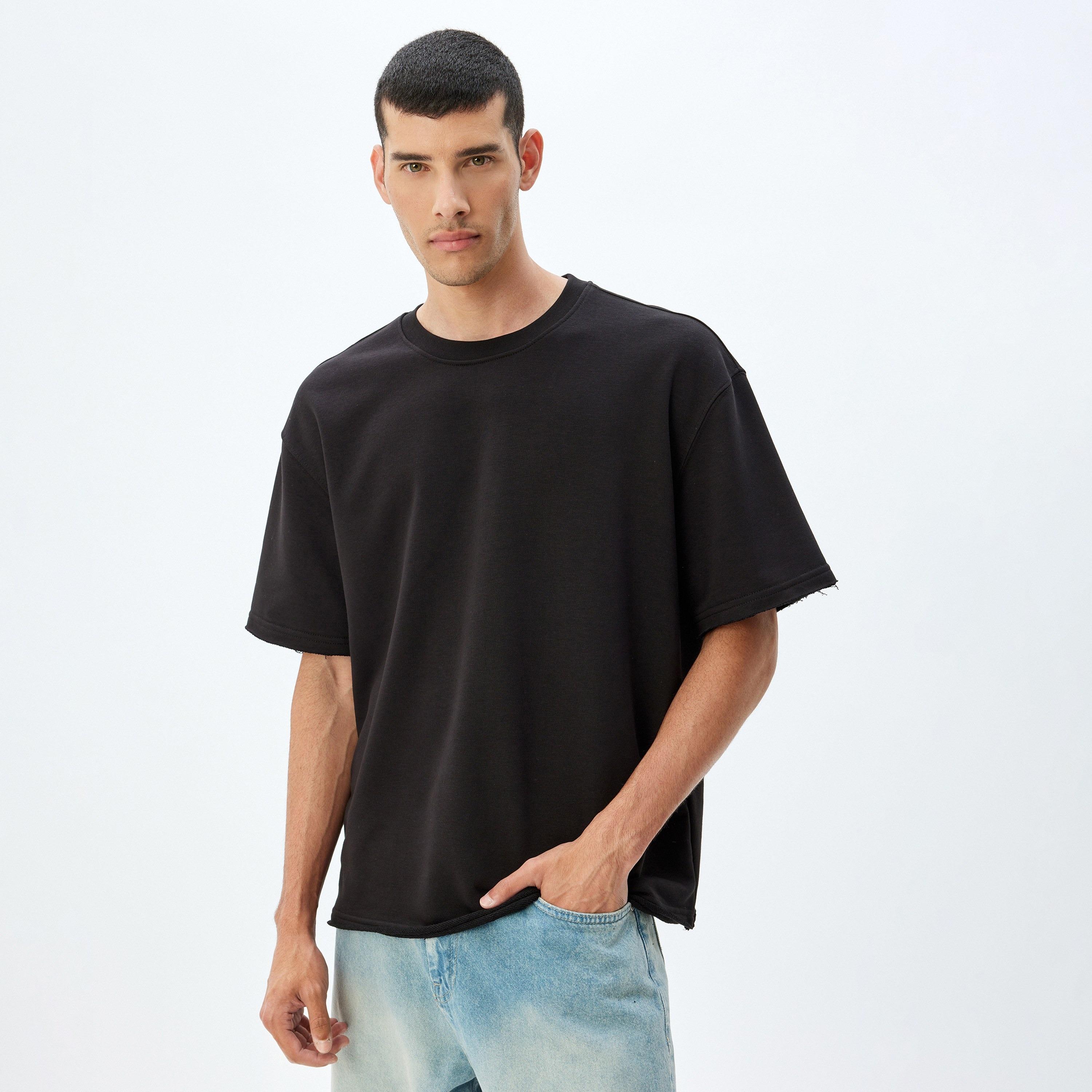 كوتون العادي برقبة قصيرة الأكمام القصيرة للرجال-men-clothing-tshirtsandpolos-tshirts-image-1