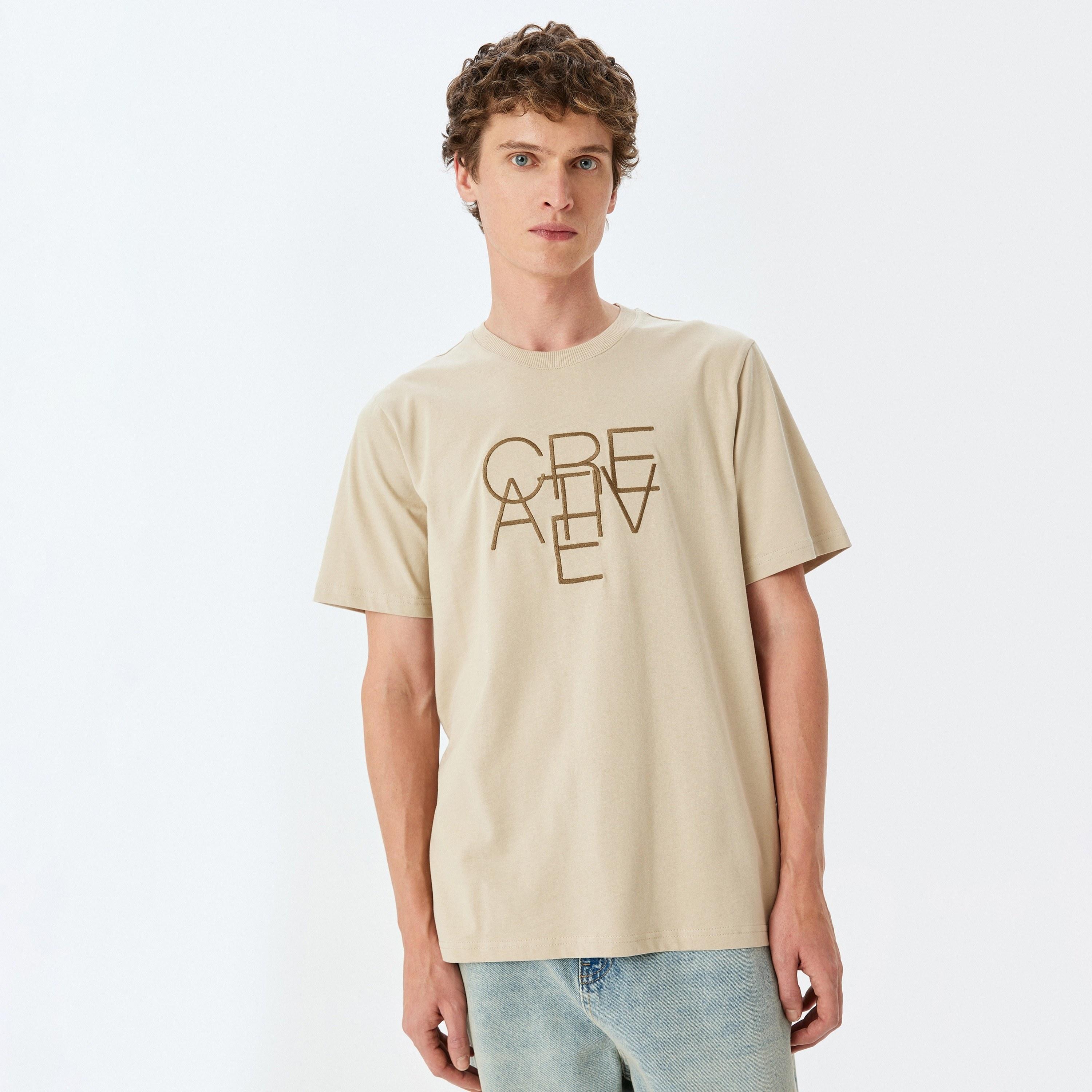 Koton Embroidered Crew Neck Short Sleeves Men's T-Shirt-men-clothing-tshirtsandpolos-tshirts-image-2