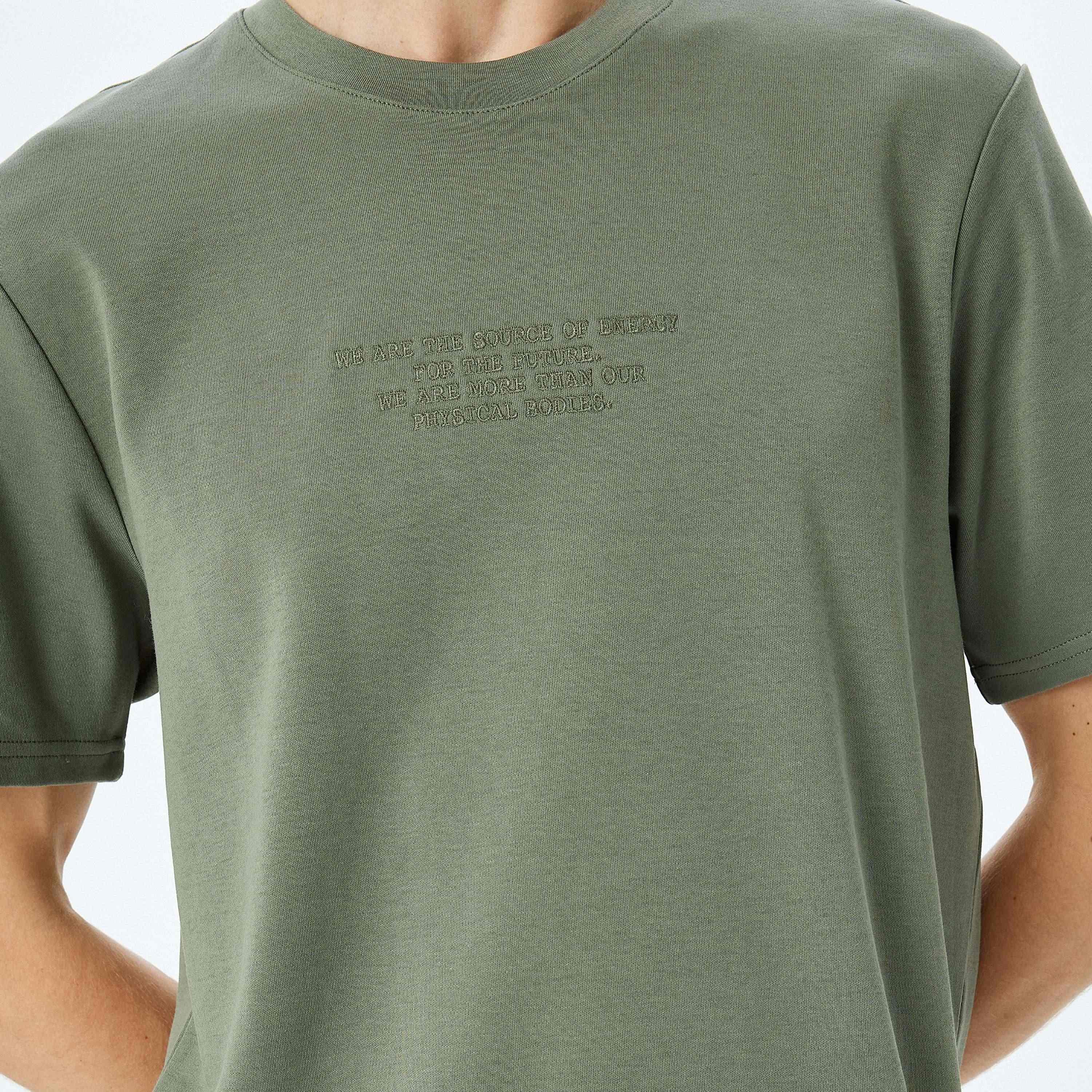 Koton Embroidered Crew Neck Short Sleeves Men's T-Shirt-men-clothing-tshirtsandpolos-tshirts-image-3