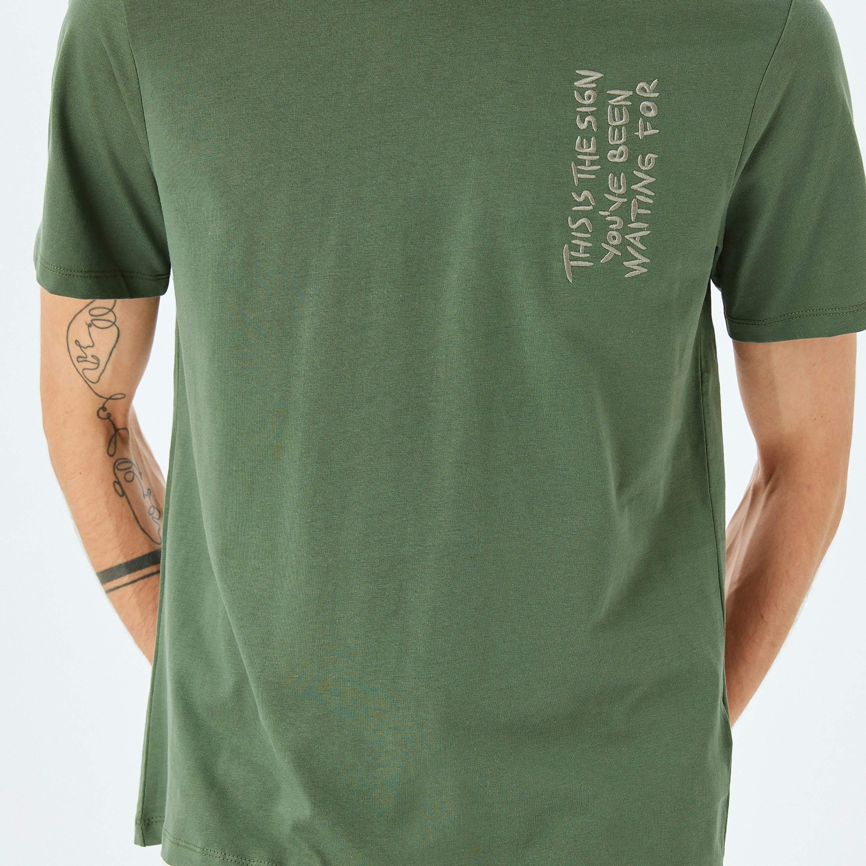 Koton Embroidered Crew Neck Short Sleeves Men's T-Shirt-men-clothing-tshirtsandpolos-tshirts-image-3