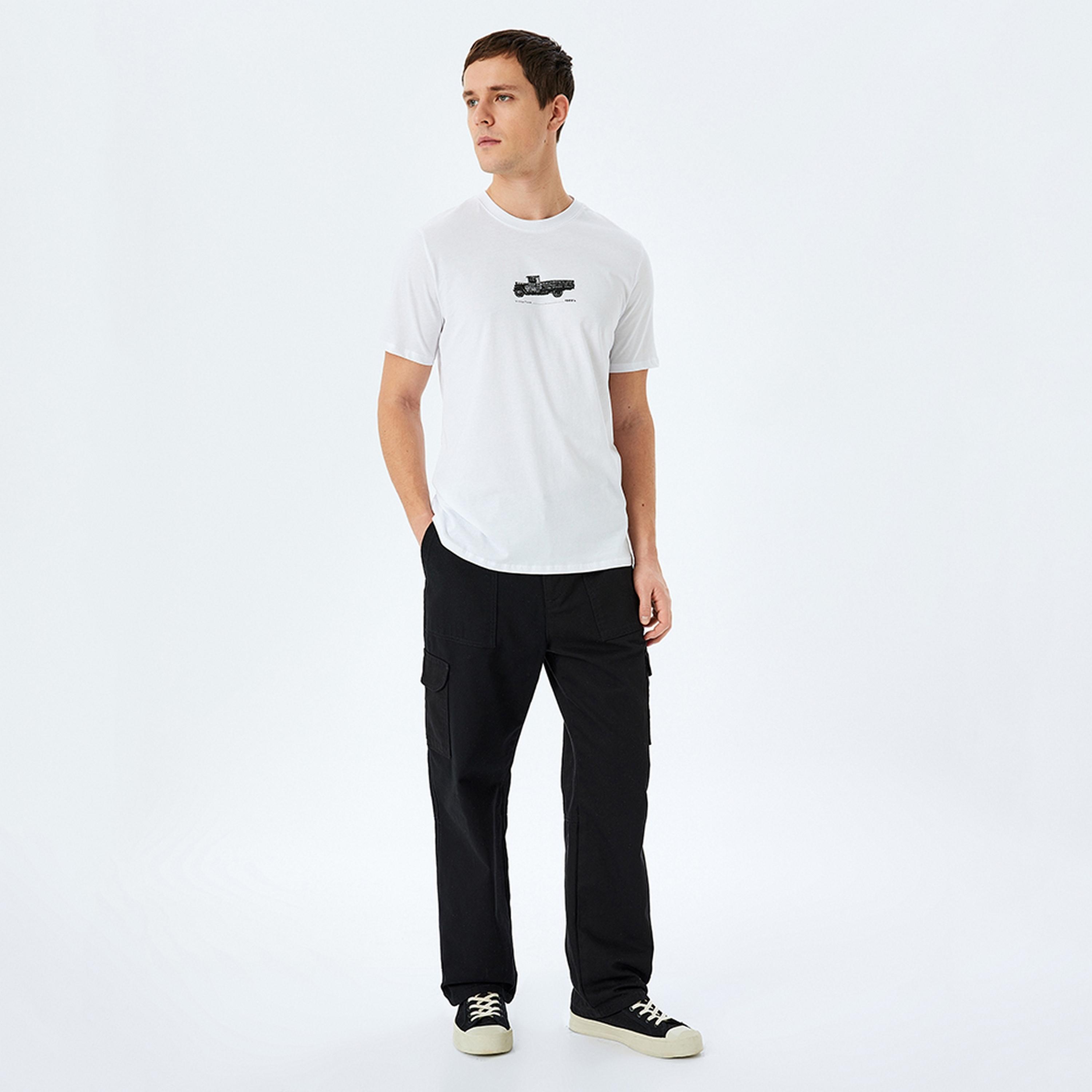 KOTON Vintage Truck Print Crew Neck Short Sleeves Men's T-Shirt-men-clothing-tshirtsandpolos-tshirts-image-2