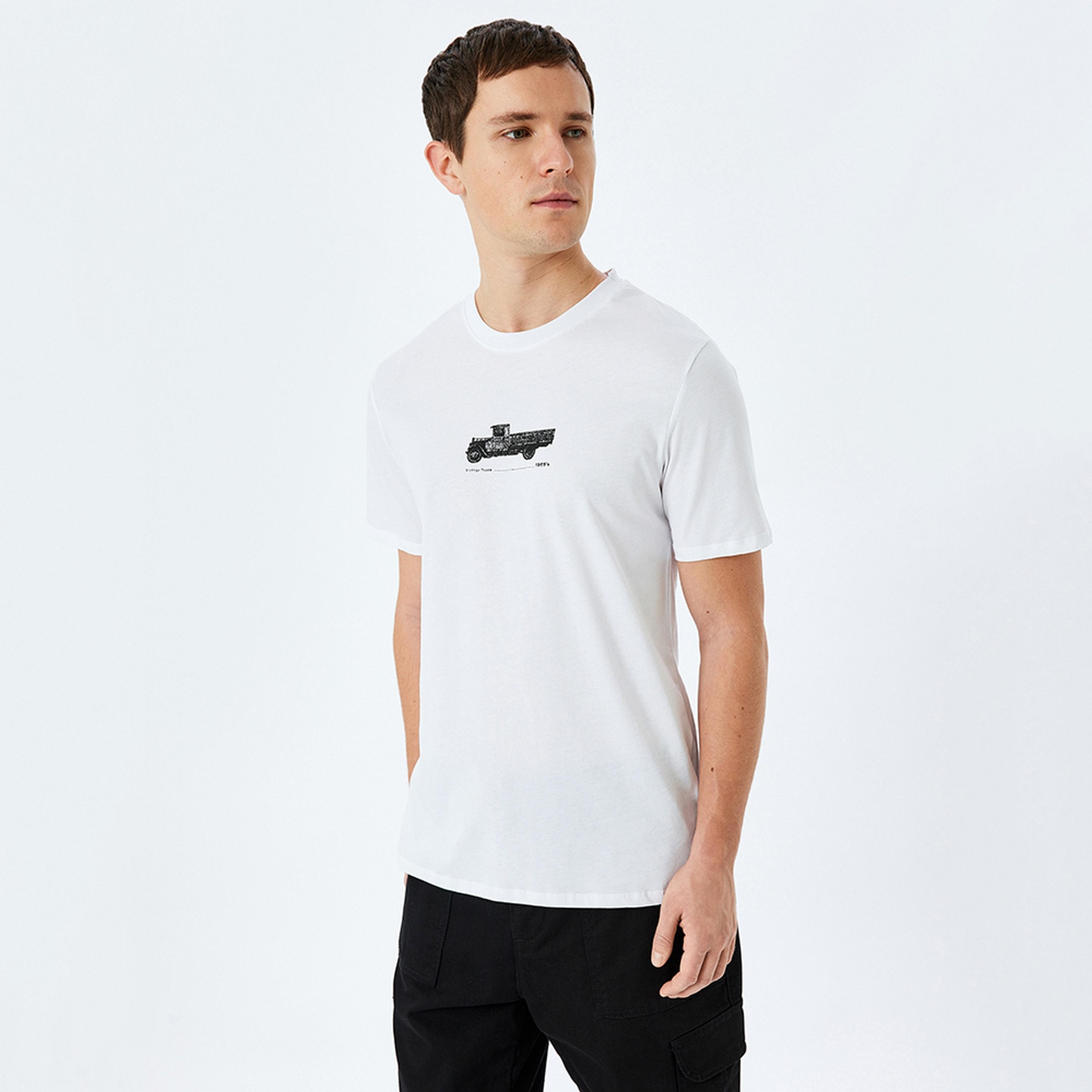 KOTON Vintage Truck Print Crew Neck Short Sleeves Men's T-Shirt-men-clothing-tshirtsandpolos-tshirts-image-5