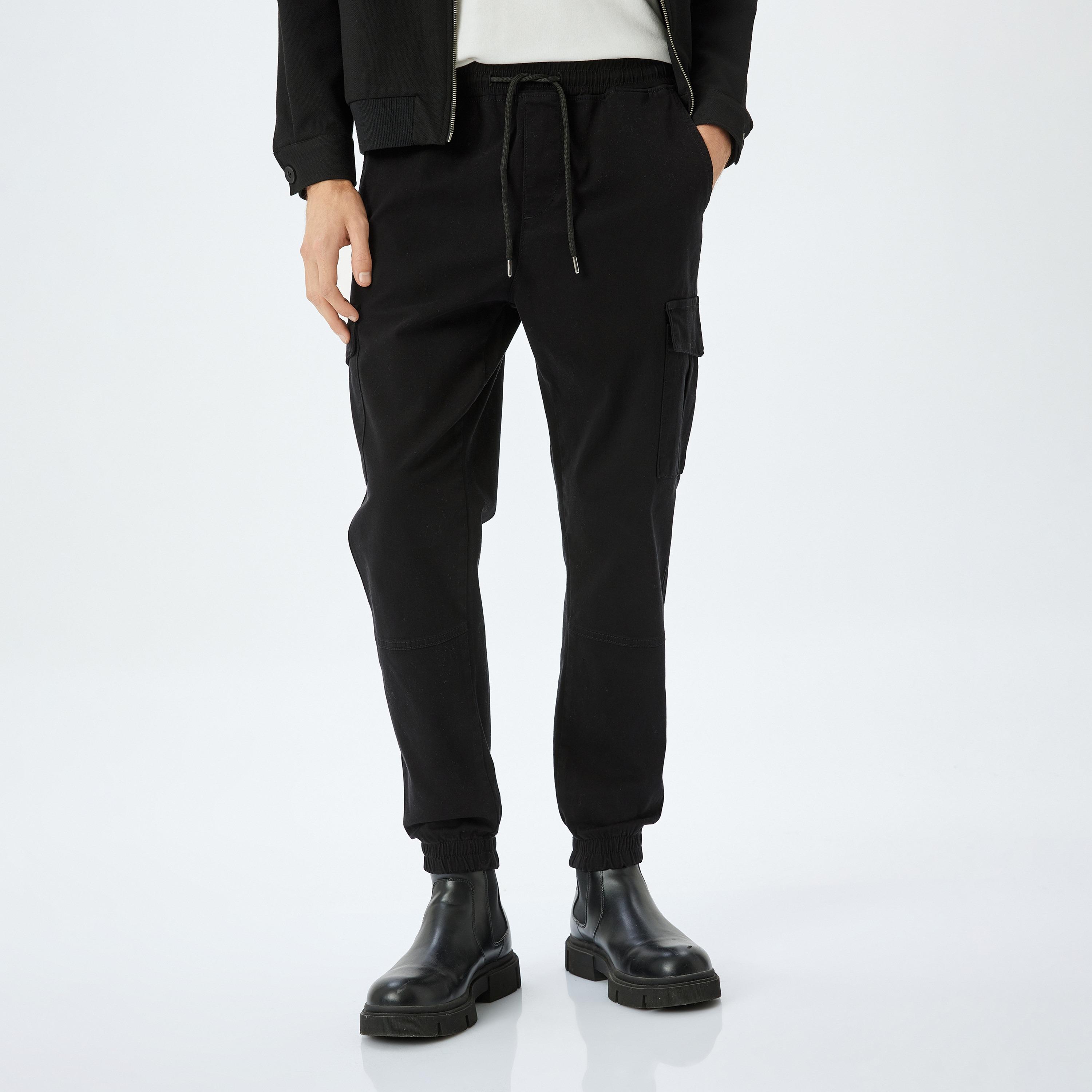 Koton Regular Fit Mid-Rise Drawstring Men's Cargo Joggers-men-clothing-bottoms-joggers-image-1