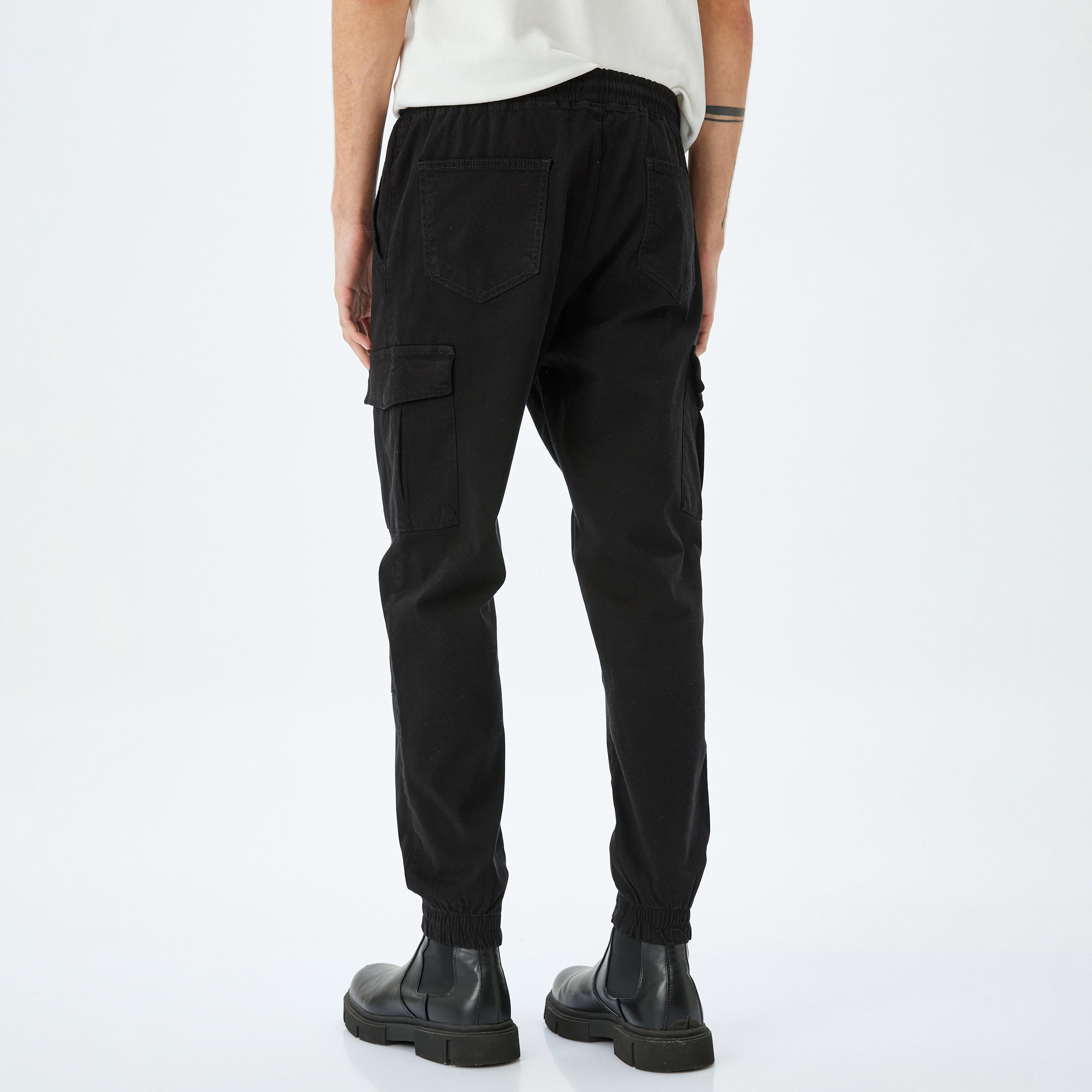 Koton Regular Fit Mid-Rise Drawstring Men's Cargo Joggers-men-clothing-bottoms-joggers-image-3