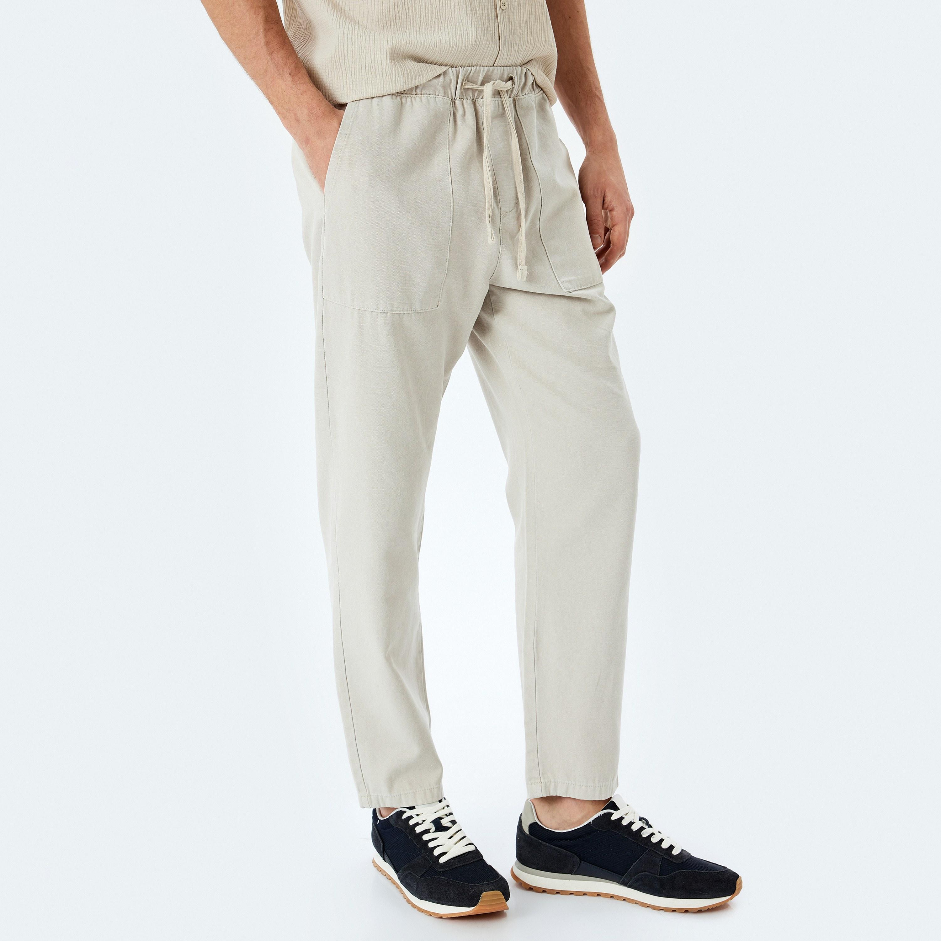 كوتون بنطال شينو رجالي متوسط الارتفاع بثلاثة جيوب عادي-men-clothing-bottoms-joggers-image-1