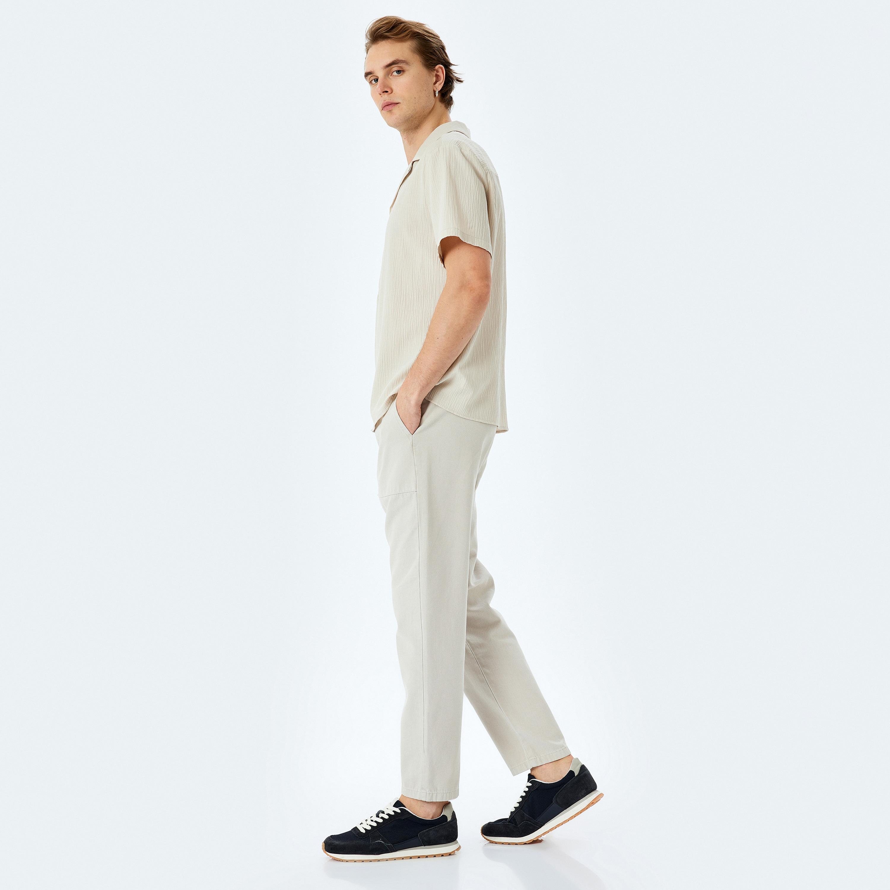 كوتون بنطال شينو رجالي متوسط الارتفاع بثلاثة جيوب عادي-men-clothing-bottoms-joggers-image-2