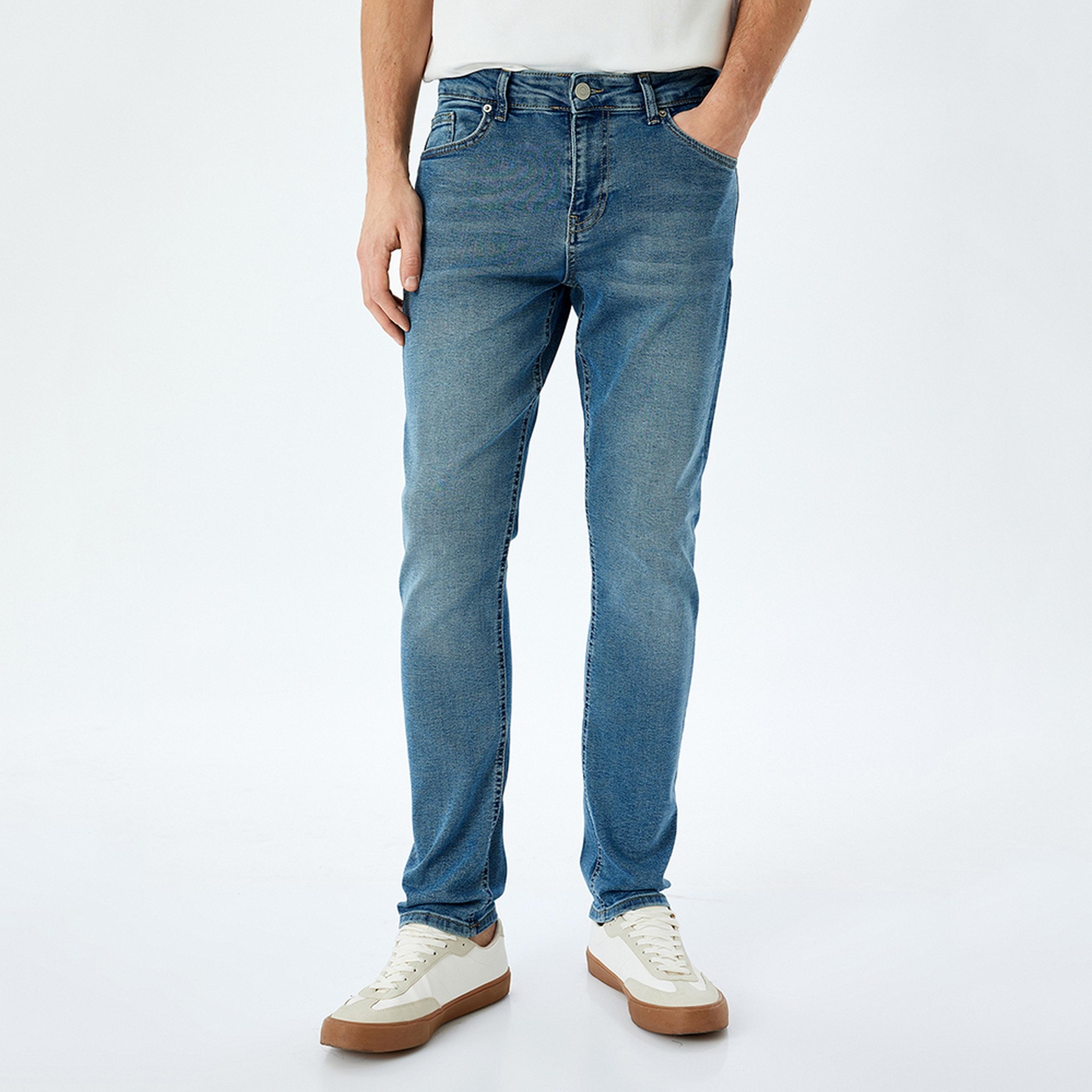 KOTON Slim Fit 5-Pocket Mid-Rise Men's Jeans-men-clothing-bottoms-jeans-image-1