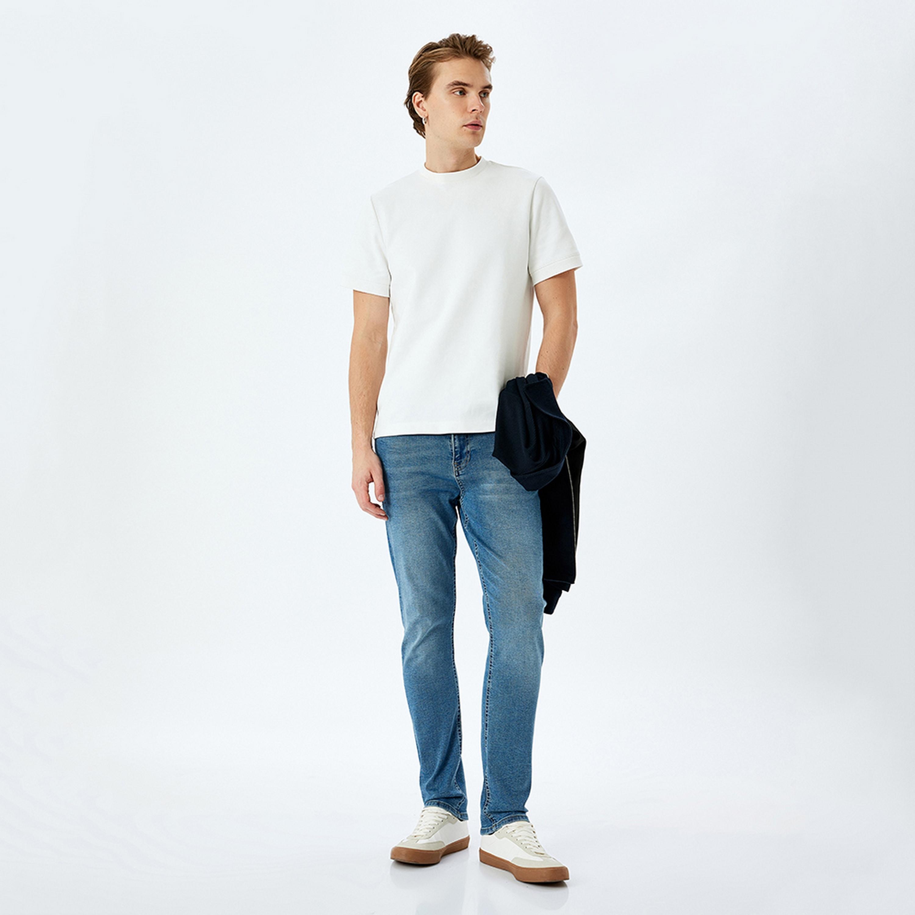 KOTON Slim Fit 5-Pocket Mid-Rise Men's Jeans-men-clothing-bottoms-jeans-image-2