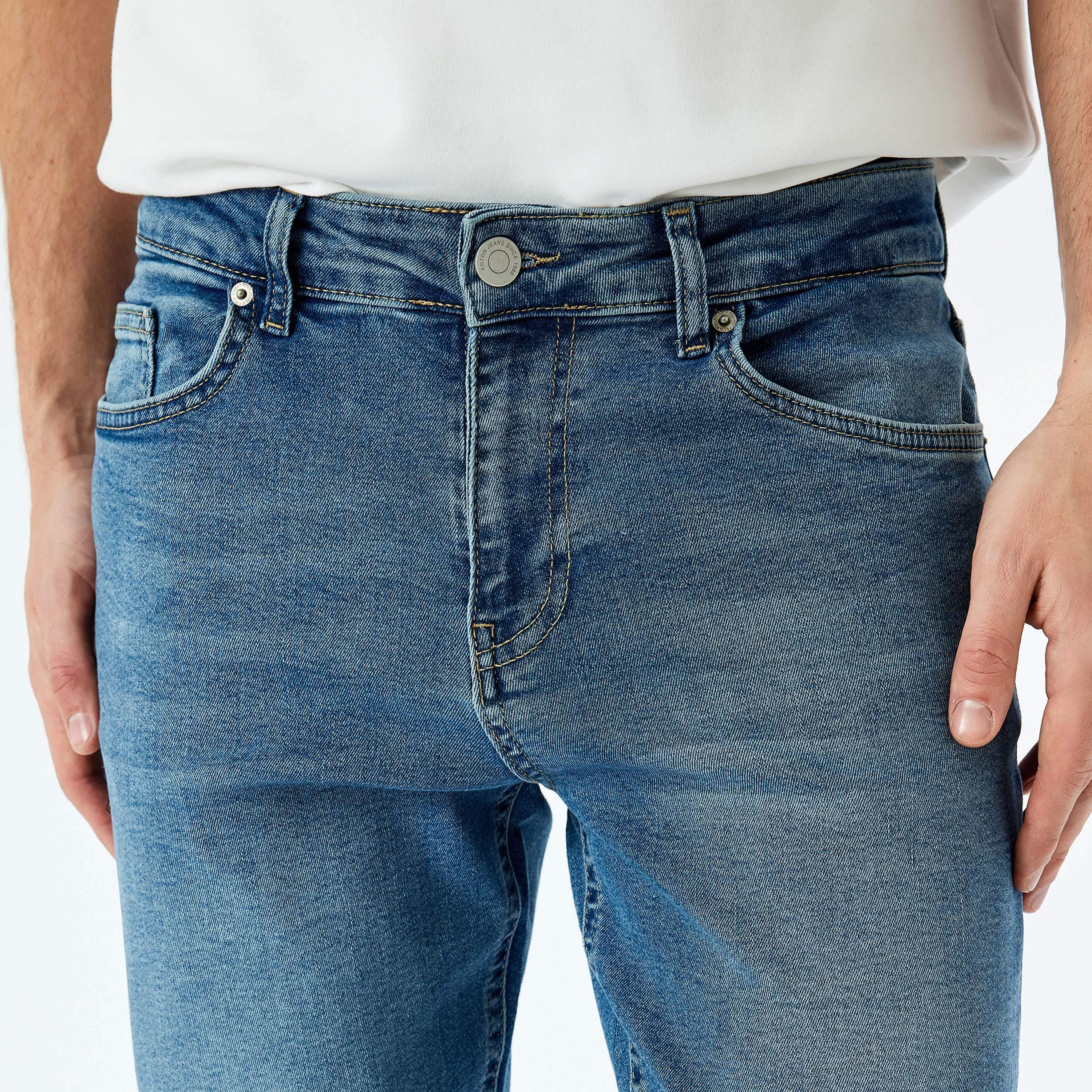 KOTON Slim Fit 5-Pocket Mid-Rise Men's Jeans-men-clothing-bottoms-jeans-image-3