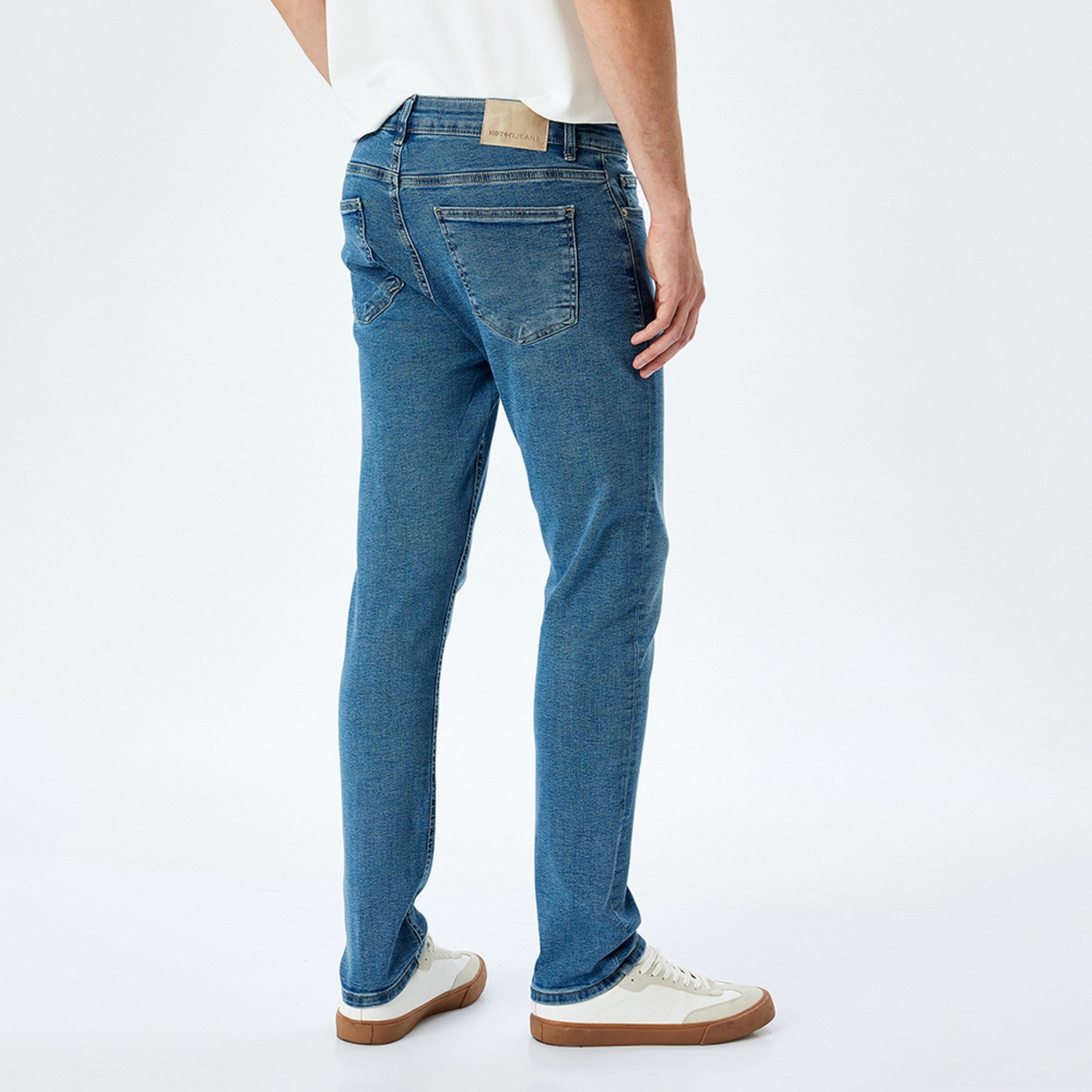 KOTON Slim Fit 5-Pocket Mid-Rise Men's Jeans-men-clothing-bottoms-jeans-image-4