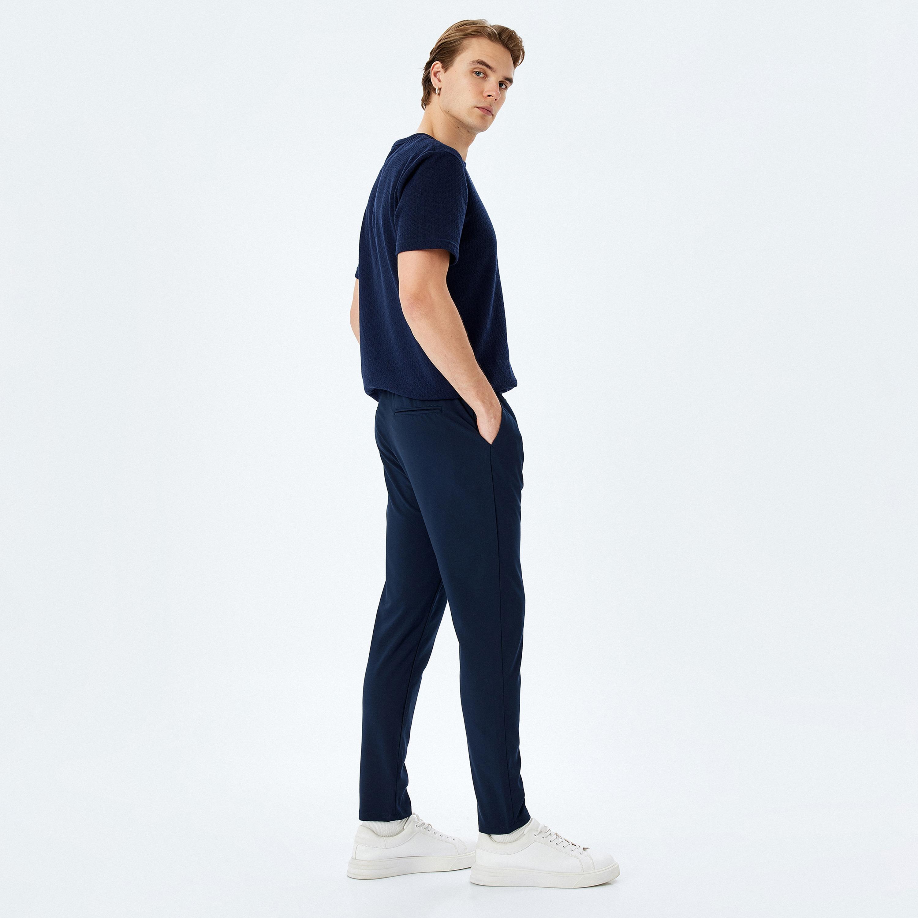 Koton Slim Fit Mid-Rise Drawstring Men's Trousers-men-clothing-bottoms-trousersandchinos-trousers-image-2