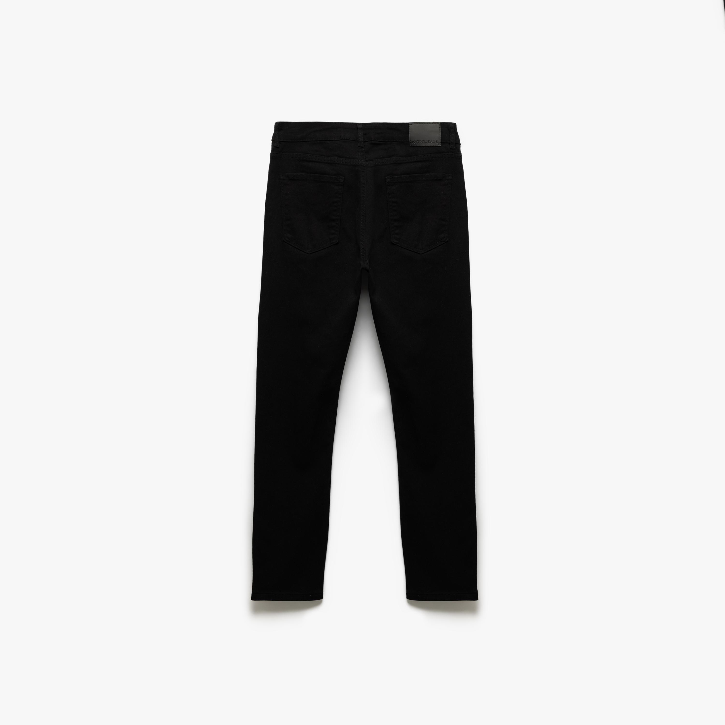 بنطلون جينز رجالي خصر متوسط قصة مستقيمة "ستريت فت" سادة من كوتون-men-clothing-jeans-image-4