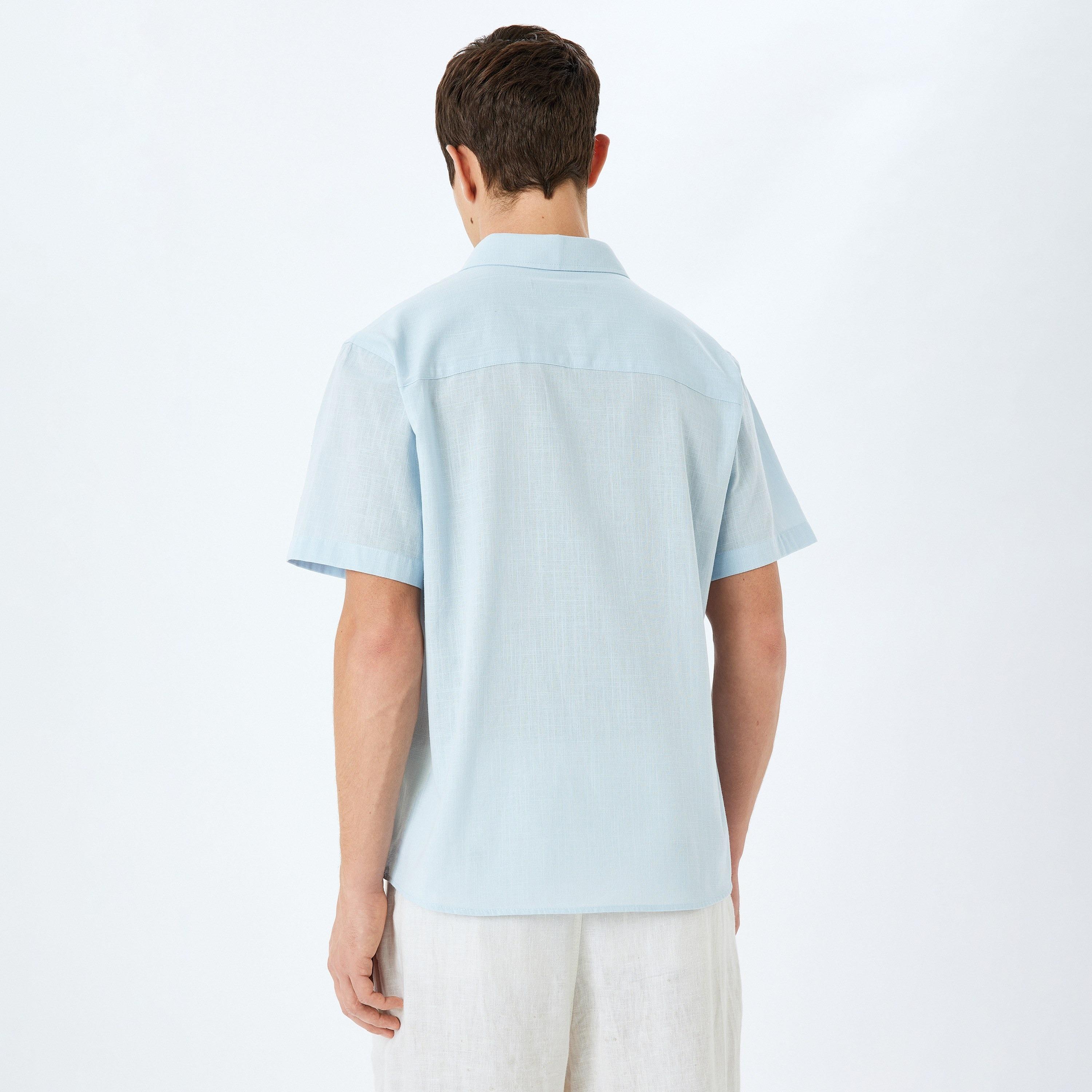 Koton Regular Fit Plain Spread Collar Short Sleeves Men's Shirt-men-clothing-shirts-image-4