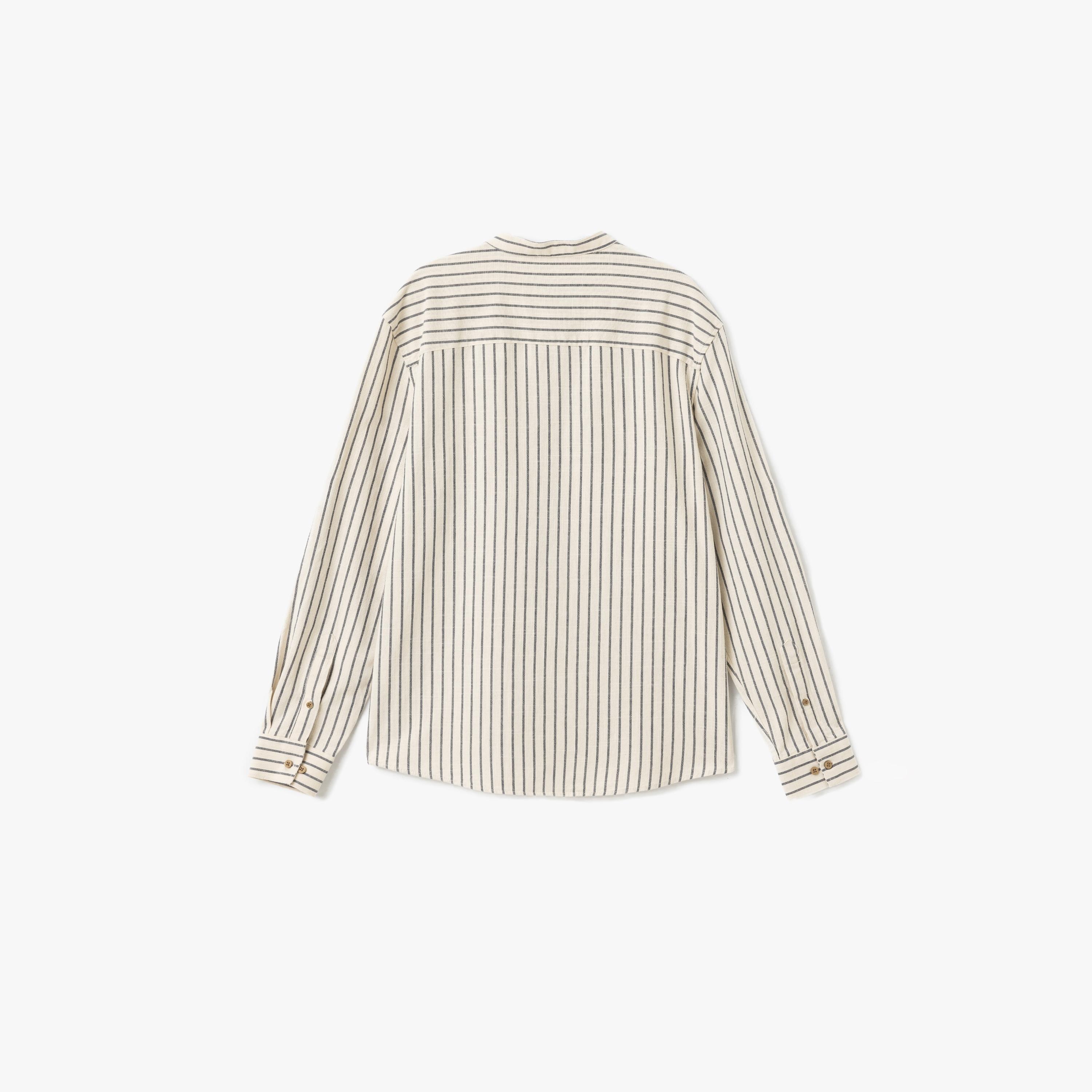 Koton Regular Fit Stripes Band Collar Long Sleeves Men's Shirt-men-clothing-shirts-image-6