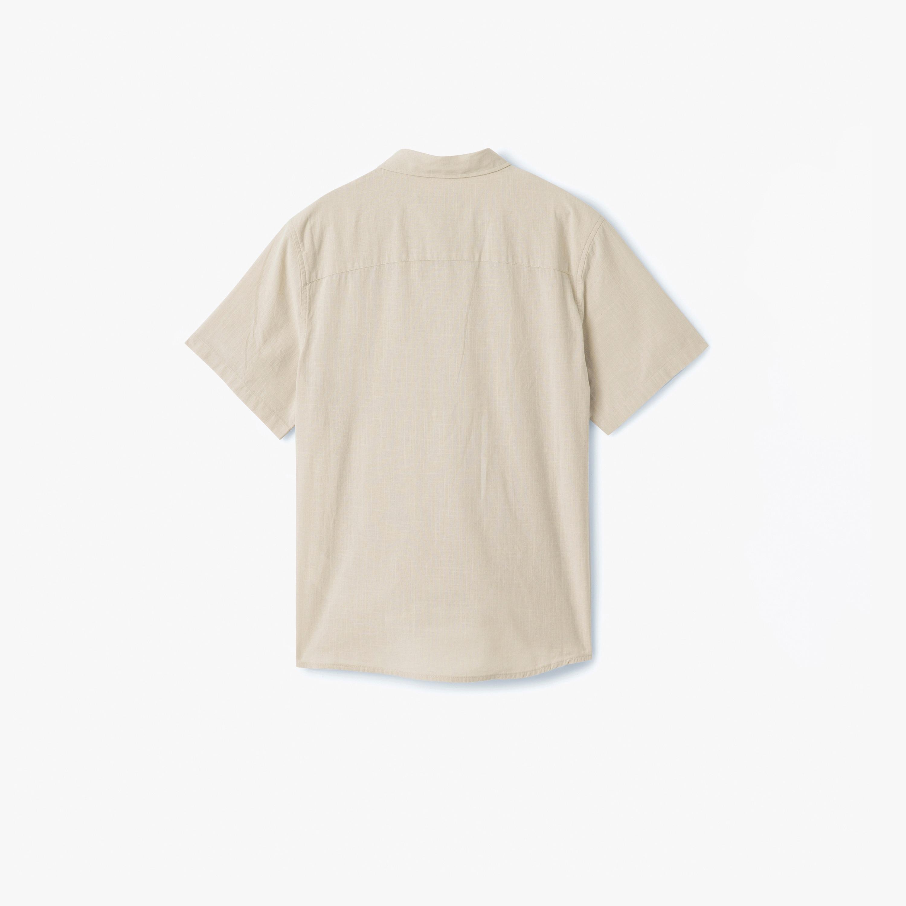 كوتون سليم فيت بياقة بسيطة بأكمام قصيرة قميص رجالي-men-clothing-shirts-image-3