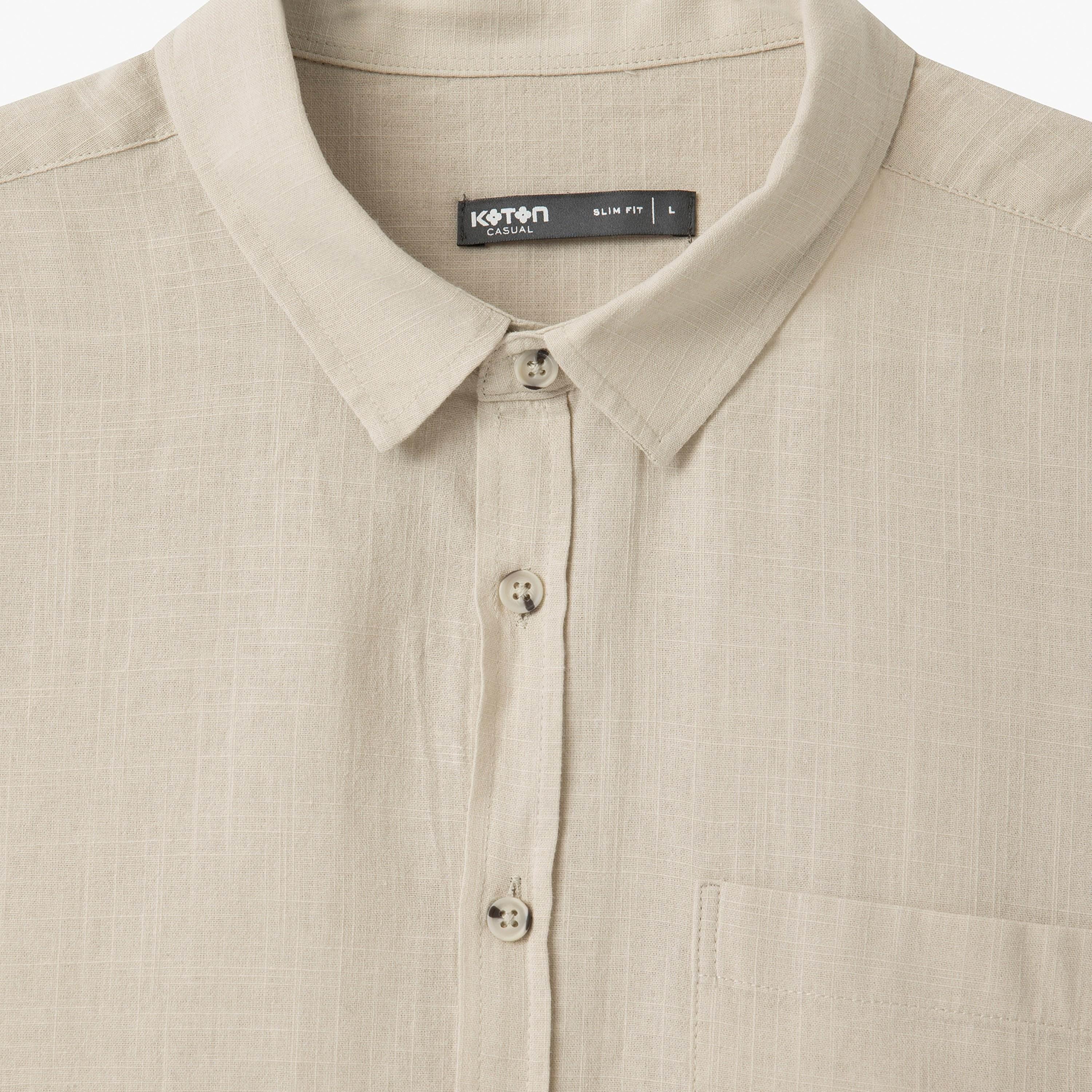 كوتون سليم فيت بياقة بسيطة بأكمام قصيرة قميص رجالي-men-clothing-shirts-image-4