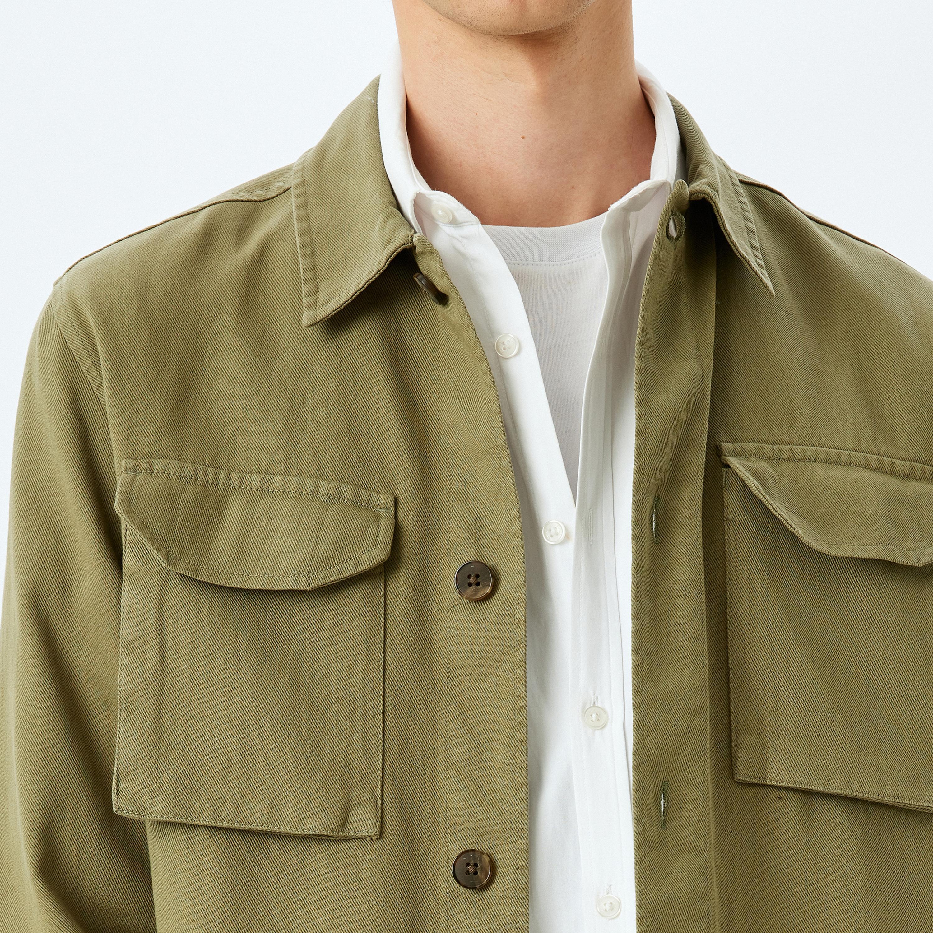 KOTON Regular Fit Plain Collared Long Sleeves Men's Shirt-men-clothing-shirts-image-3
