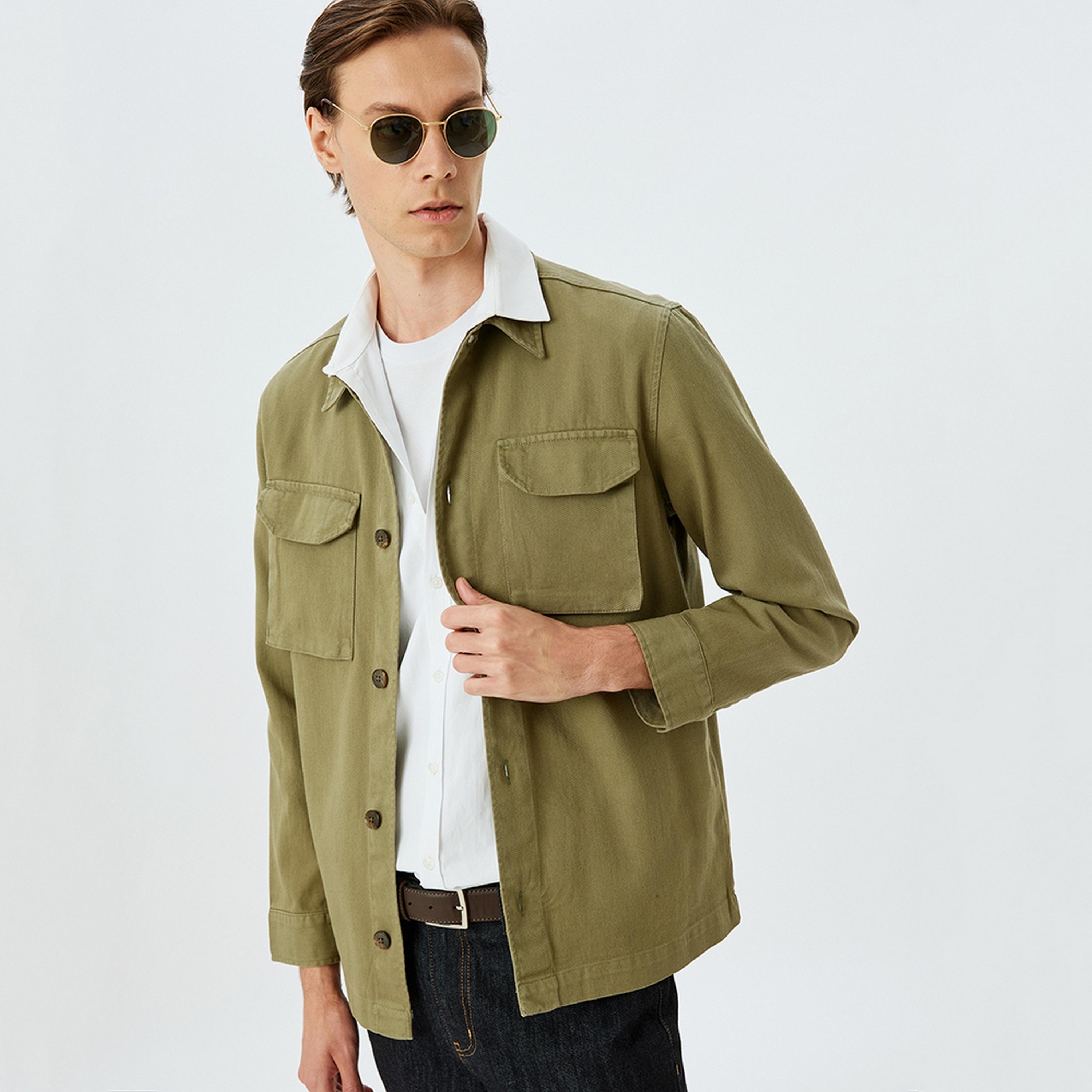 KOTON Regular Fit Plain Collared Long Sleeves Men's Shirt-men-clothing-shirts-image-5