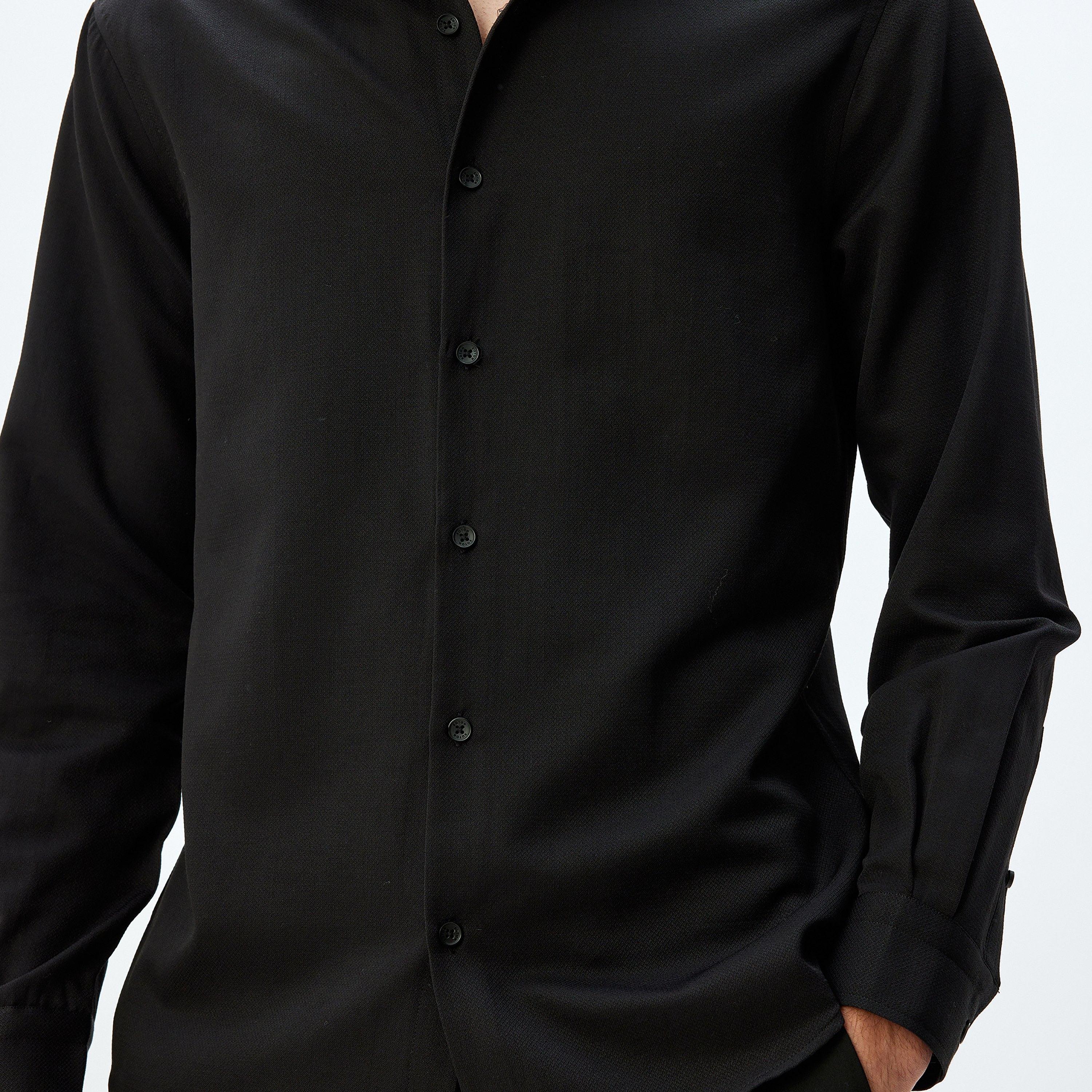 Koton Regular Fit Plain Spread Collar Long Sleeves Men's Shirt-men-clothing-shirts-image-3