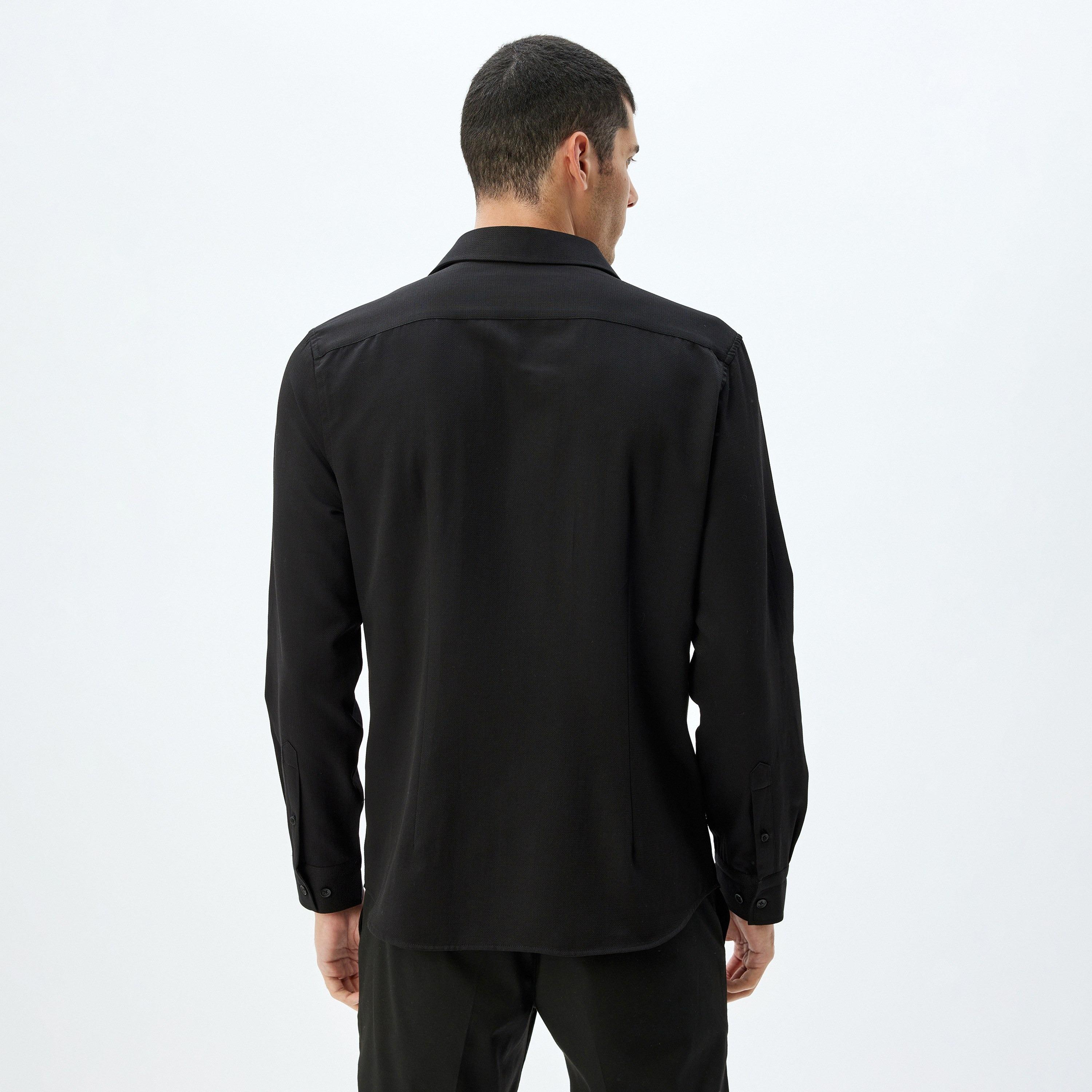 Koton Regular Fit Plain Spread Collar Long Sleeves Men's Shirt-men-clothing-shirts-image-4