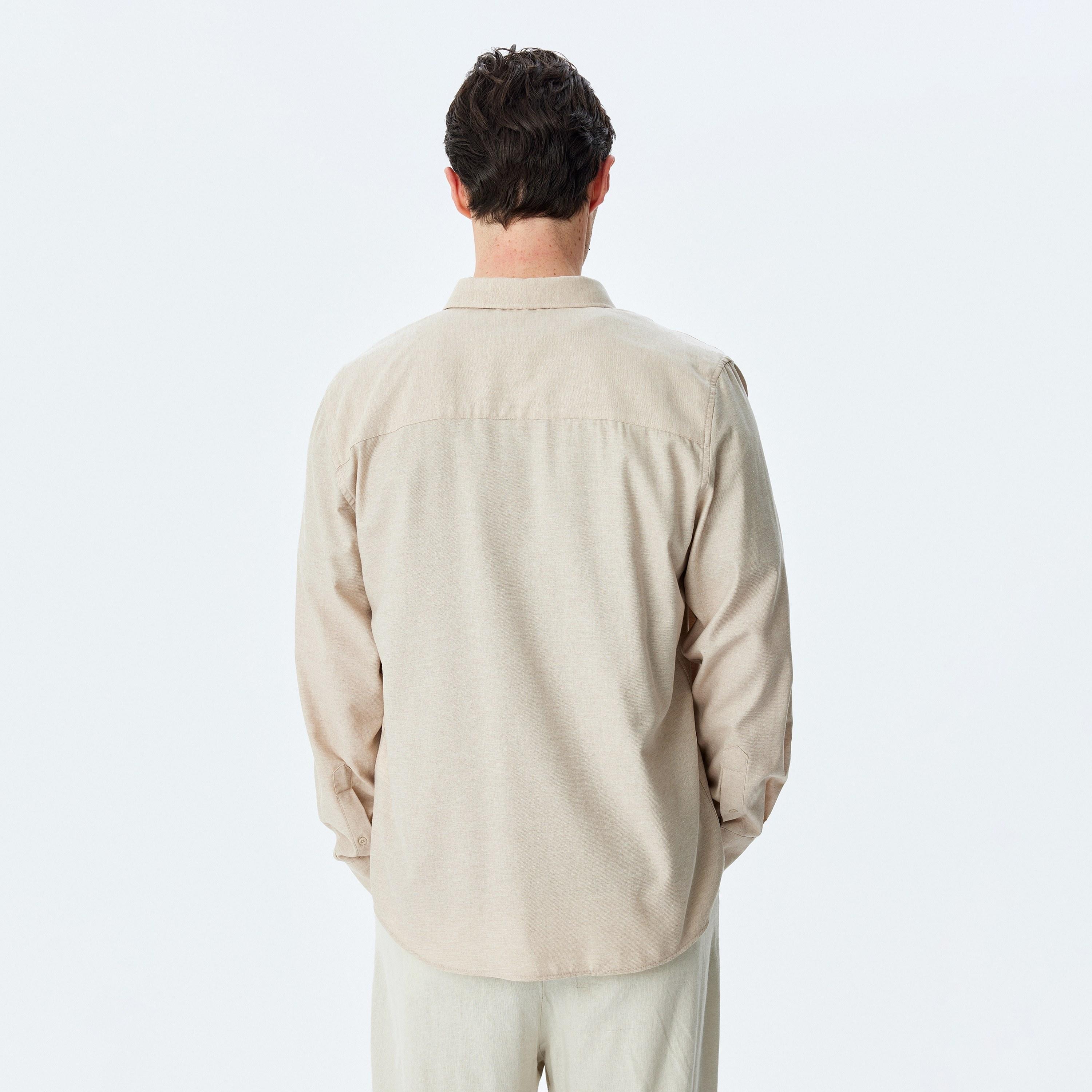Koton Slim Fit Plain Button-Down Collar Long Sleeves Men's Shirt-men-clothing-shirts-image-3
