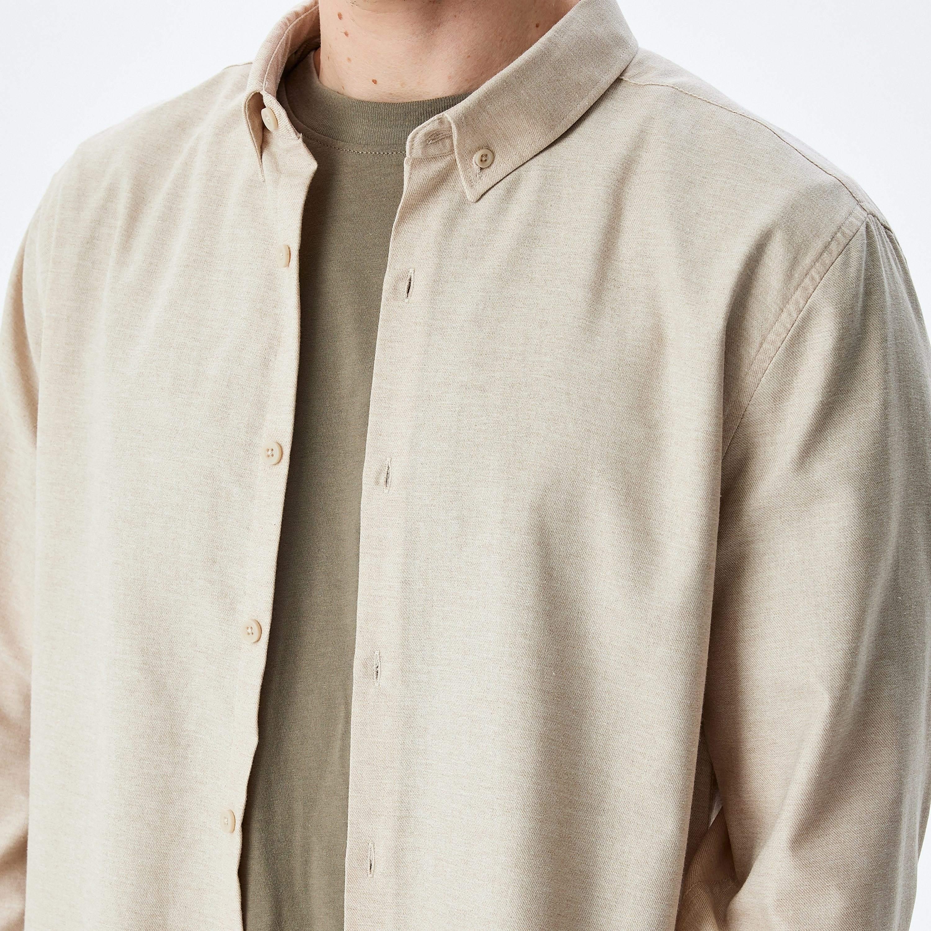 Koton Slim Fit Plain Button-Down Collar Long Sleeves Men's Shirt-men-clothing-shirts-image-4