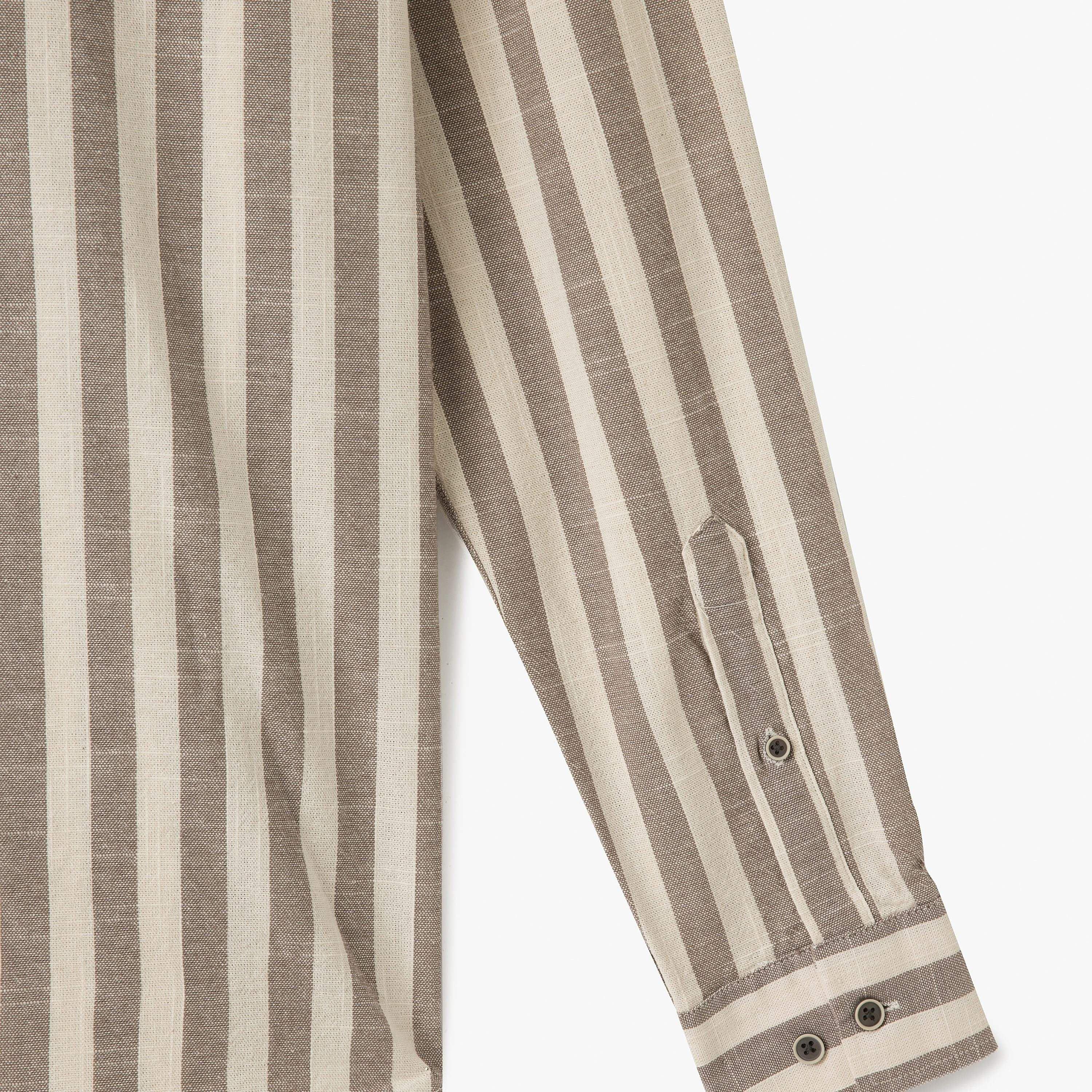 Koton Regular Fit Stripes Spread Collar Long Sleeves Men's Shirt-men-clothing-shirts-image-6