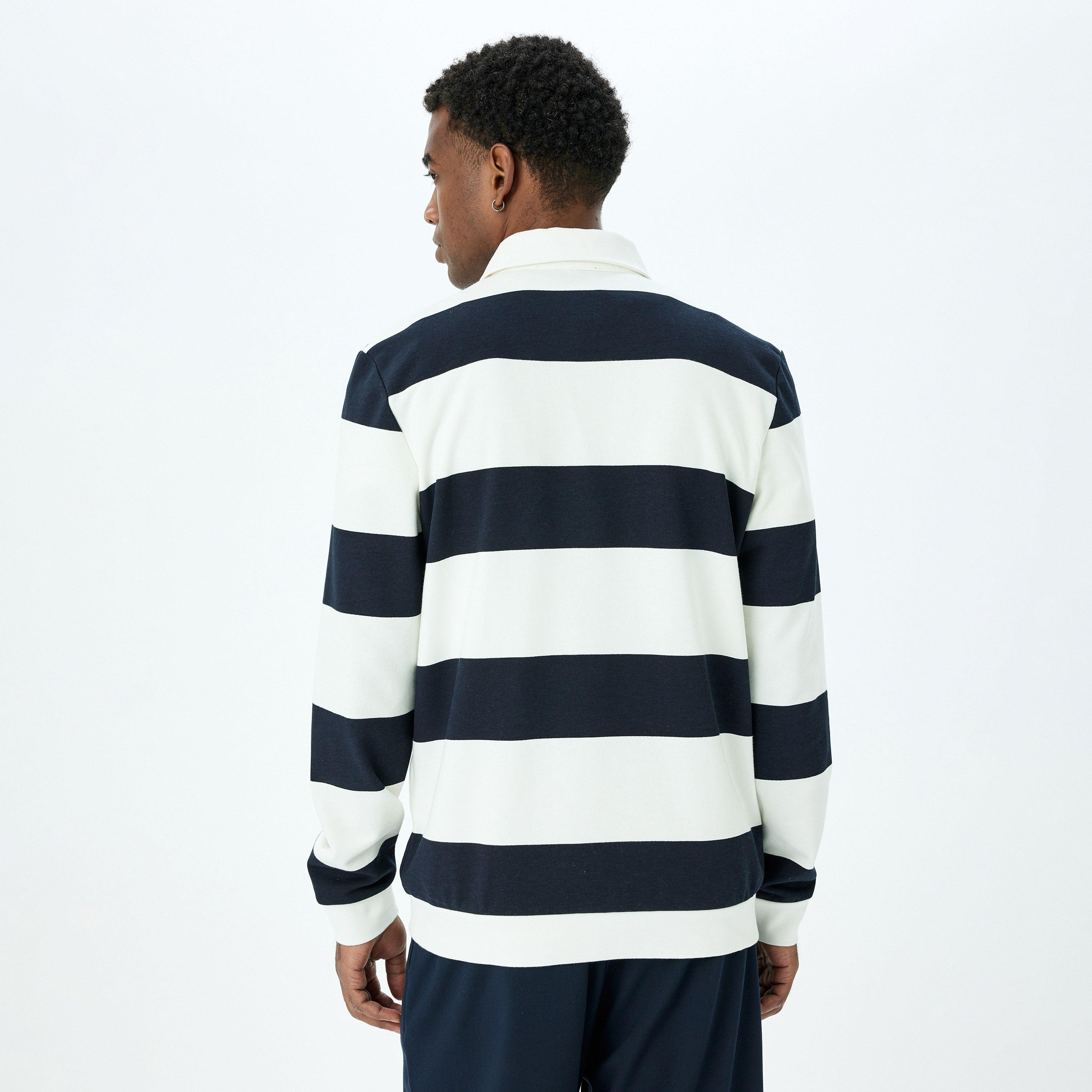 Koton Stripes Polo Collar Long Sleeves Men's Sweatshirt-men-winterwear-hoodiesandsweatshirts-image-4