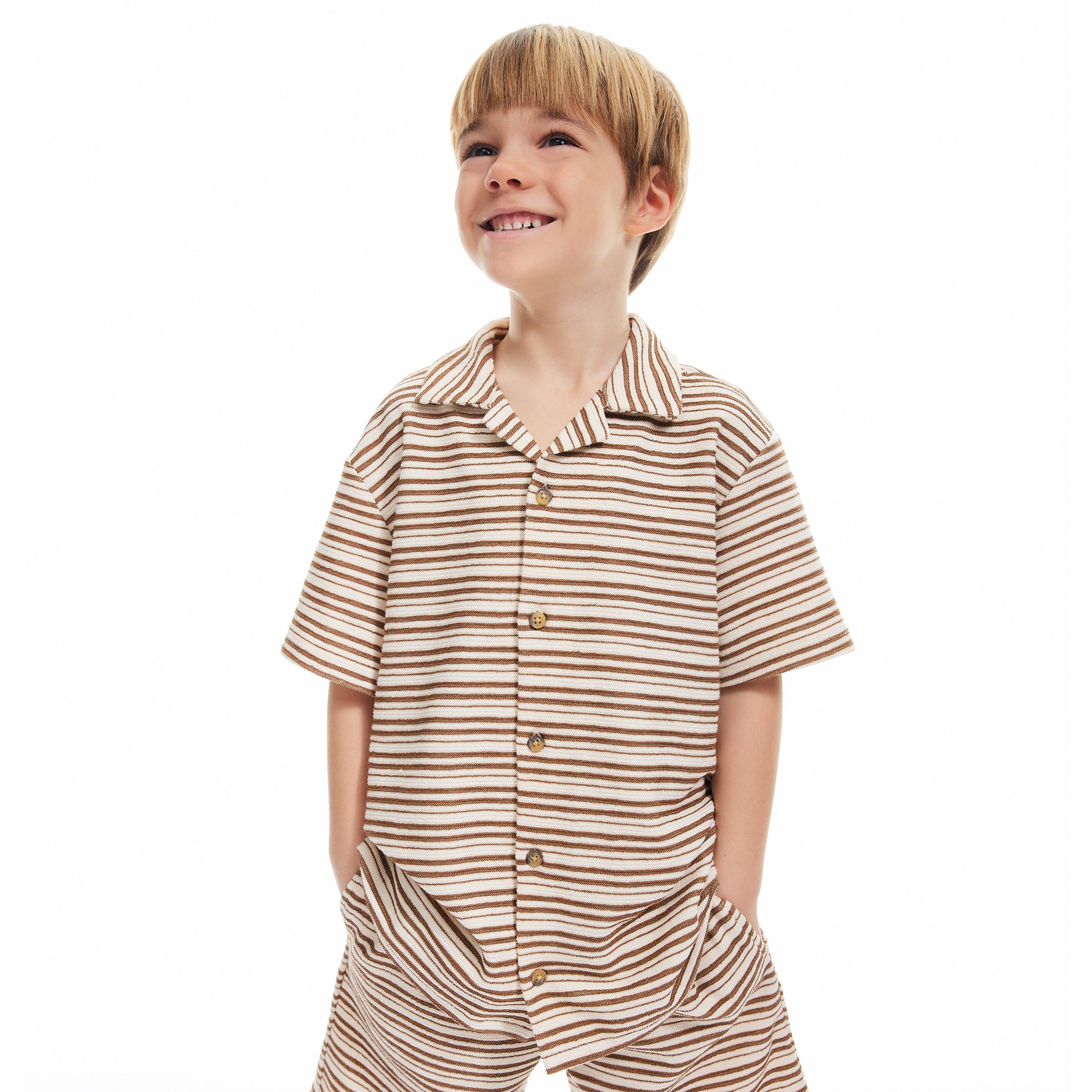 Koton Short Sleeves Collar Neck Striped Shirt-boys-clothing-shirts-image-1
