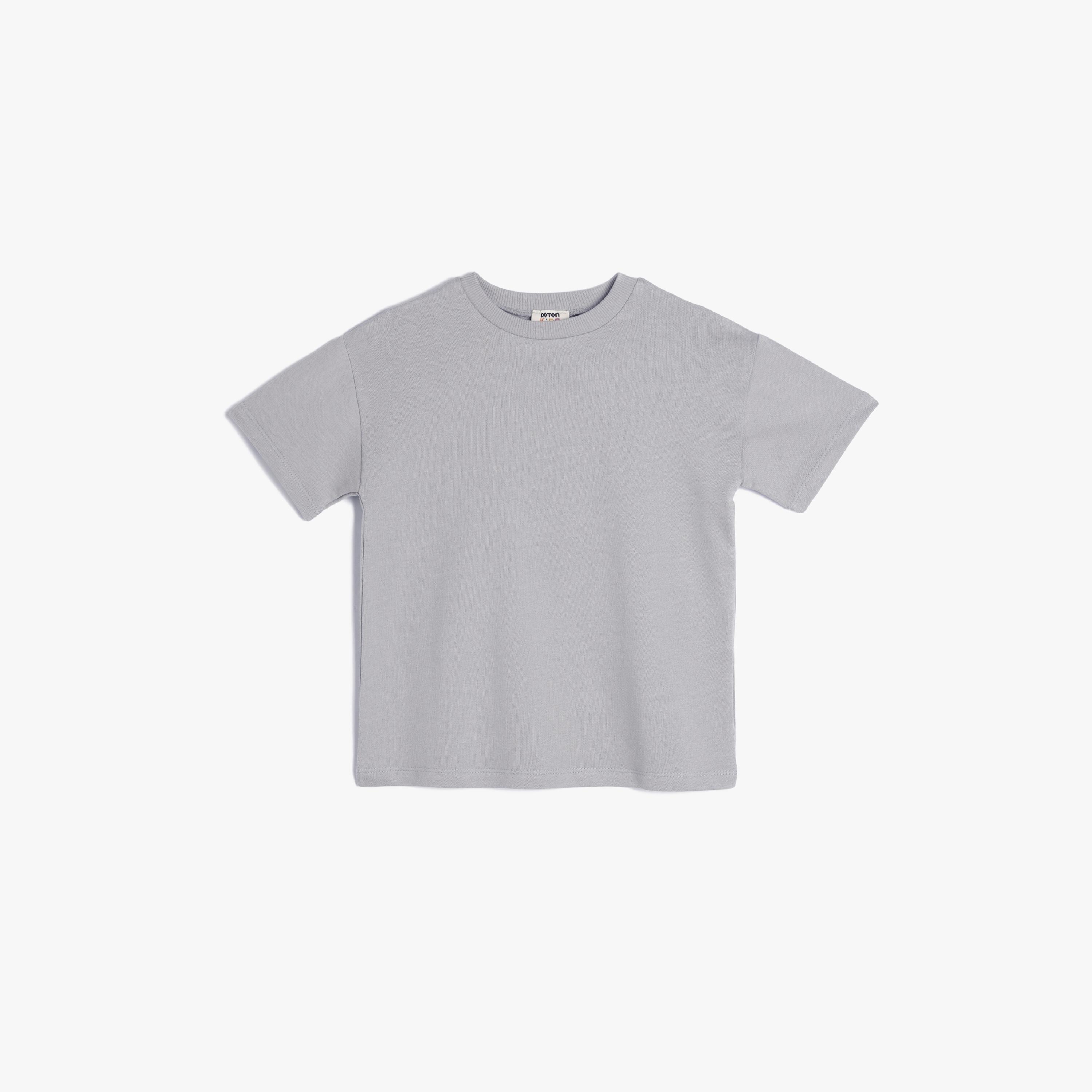 تيشيرت بياقة دائرية وأكمام قصيرة، سادة من كوتون-boys-clothing-tshirtsandpolos-image-3