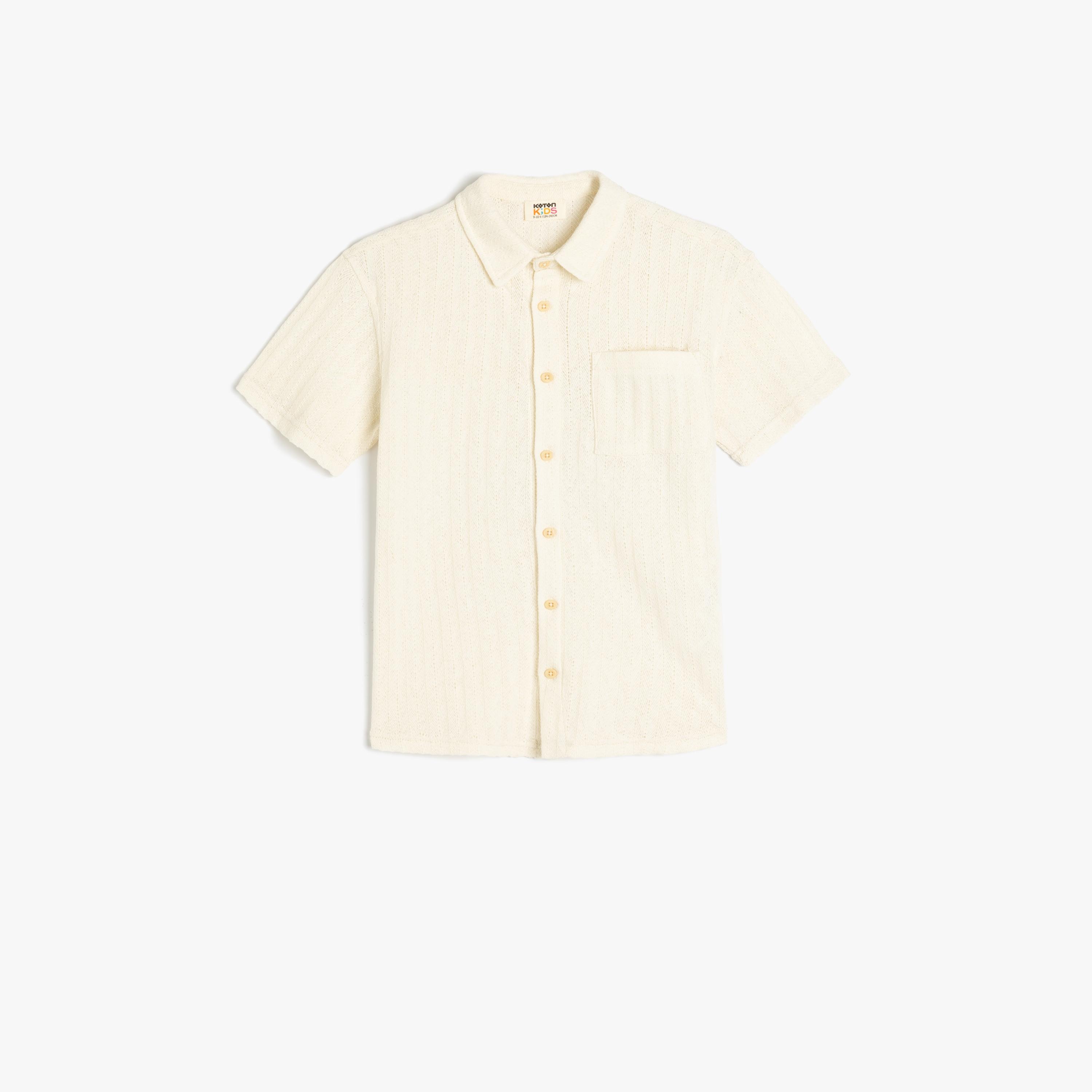 Koton Short Sleeves Collar Neck Solid Shirt-boys-clothing-shirts-image-1