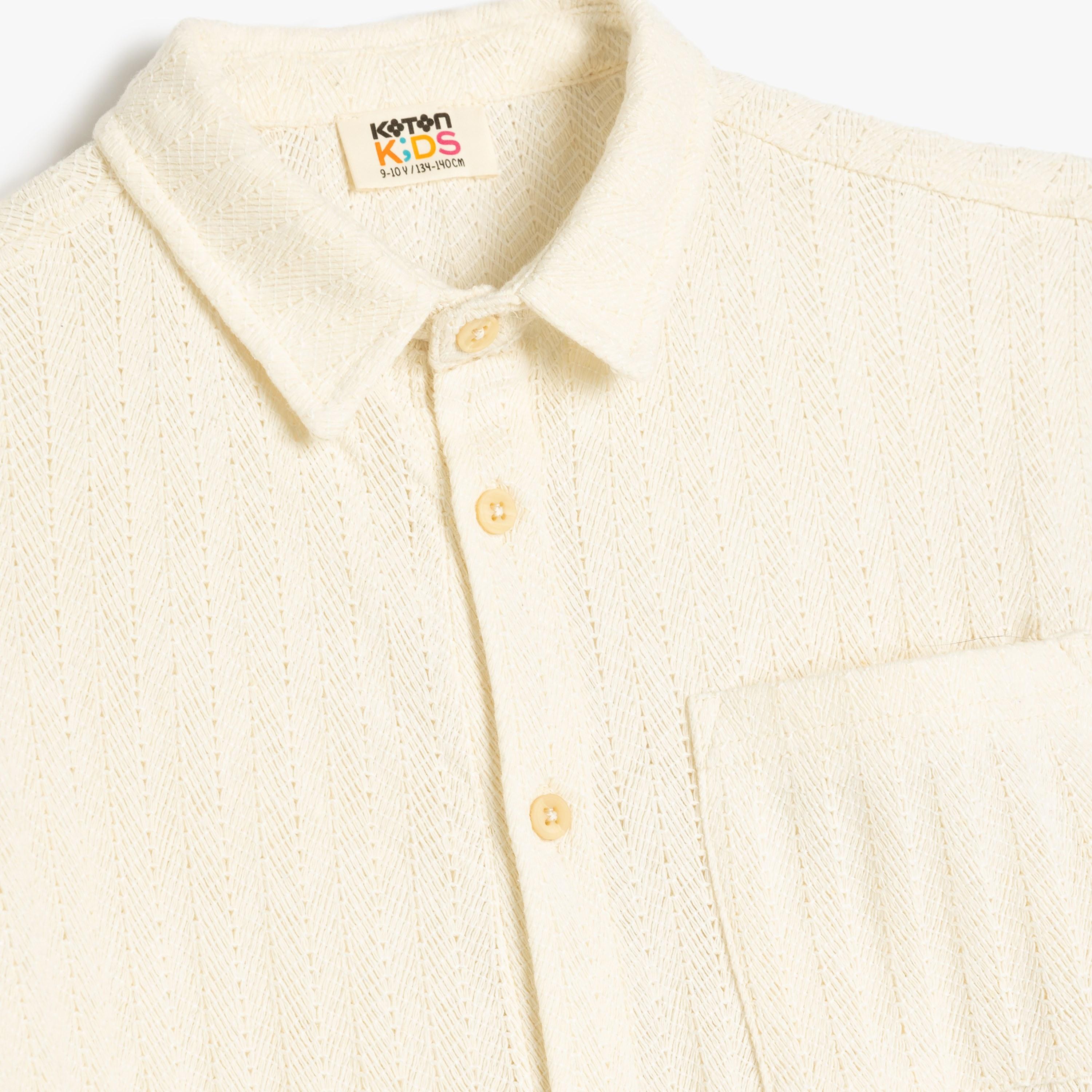 Koton Short Sleeves Collar Neck Solid Shirt-boys-clothing-shirts-image-3