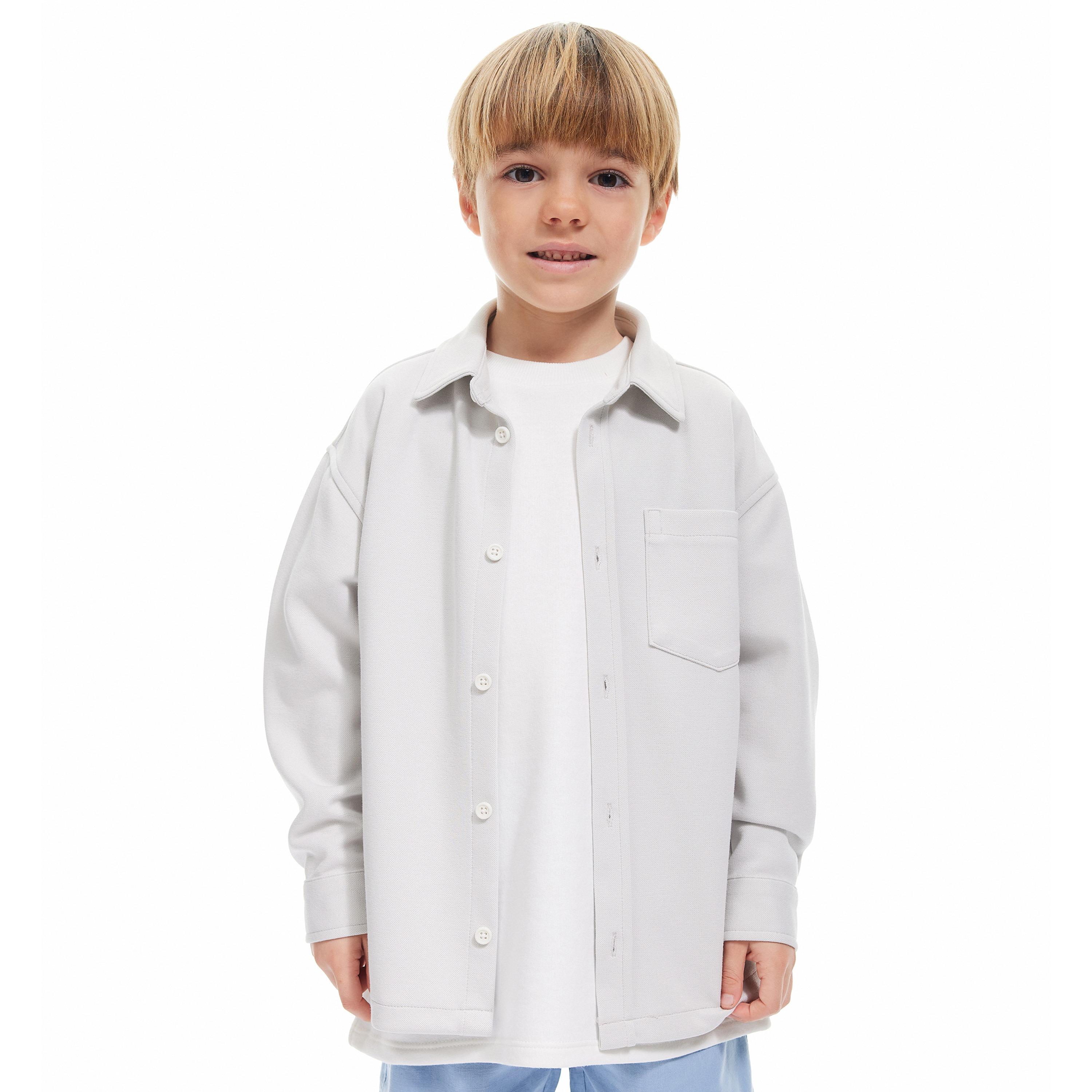 Koton Long Sleeves Collar Neck Solid Shirt-boys-clothing-shirts-image-1