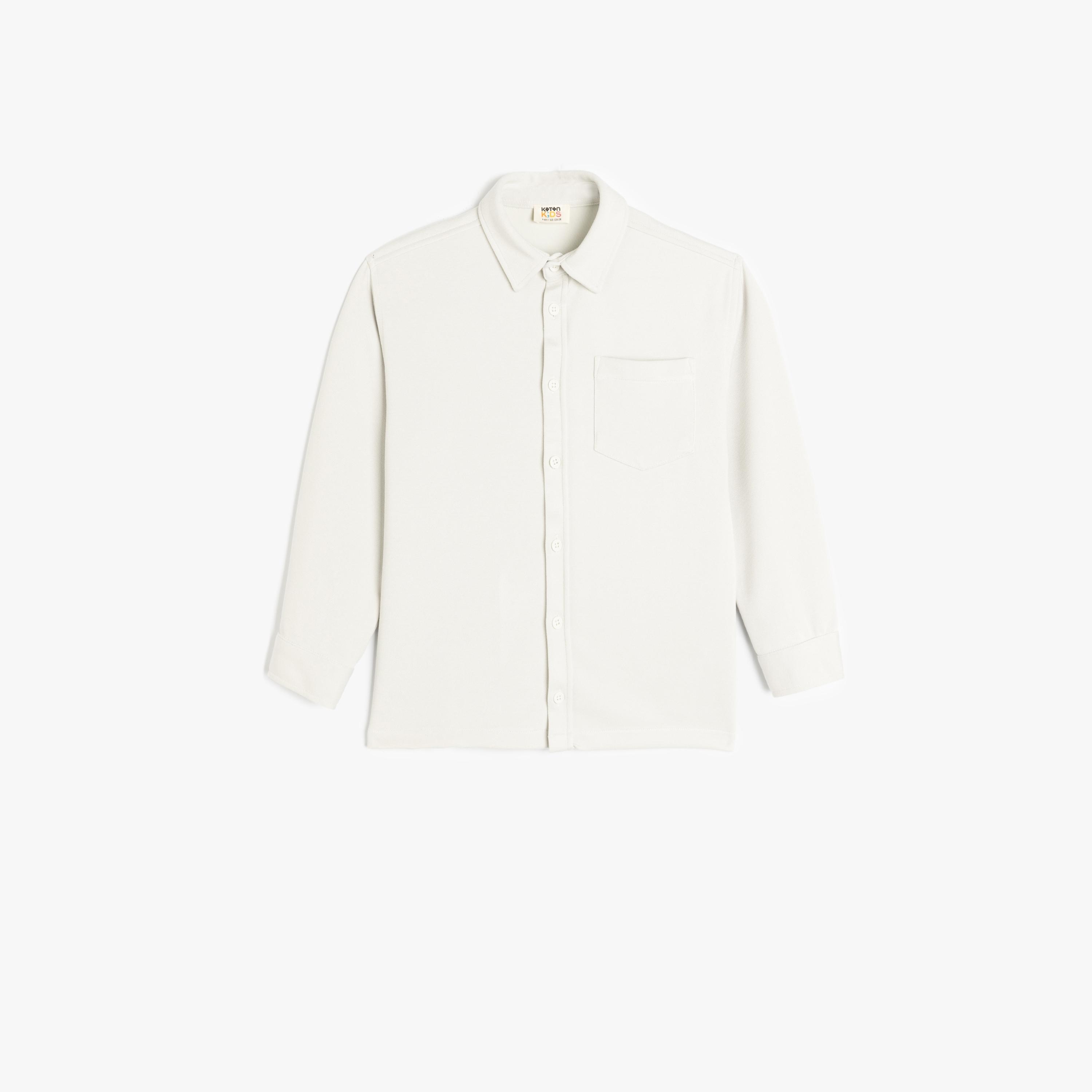 Koton Long Sleeves Collar Neck Solid Shirt-boys-clothing-shirts-image-3