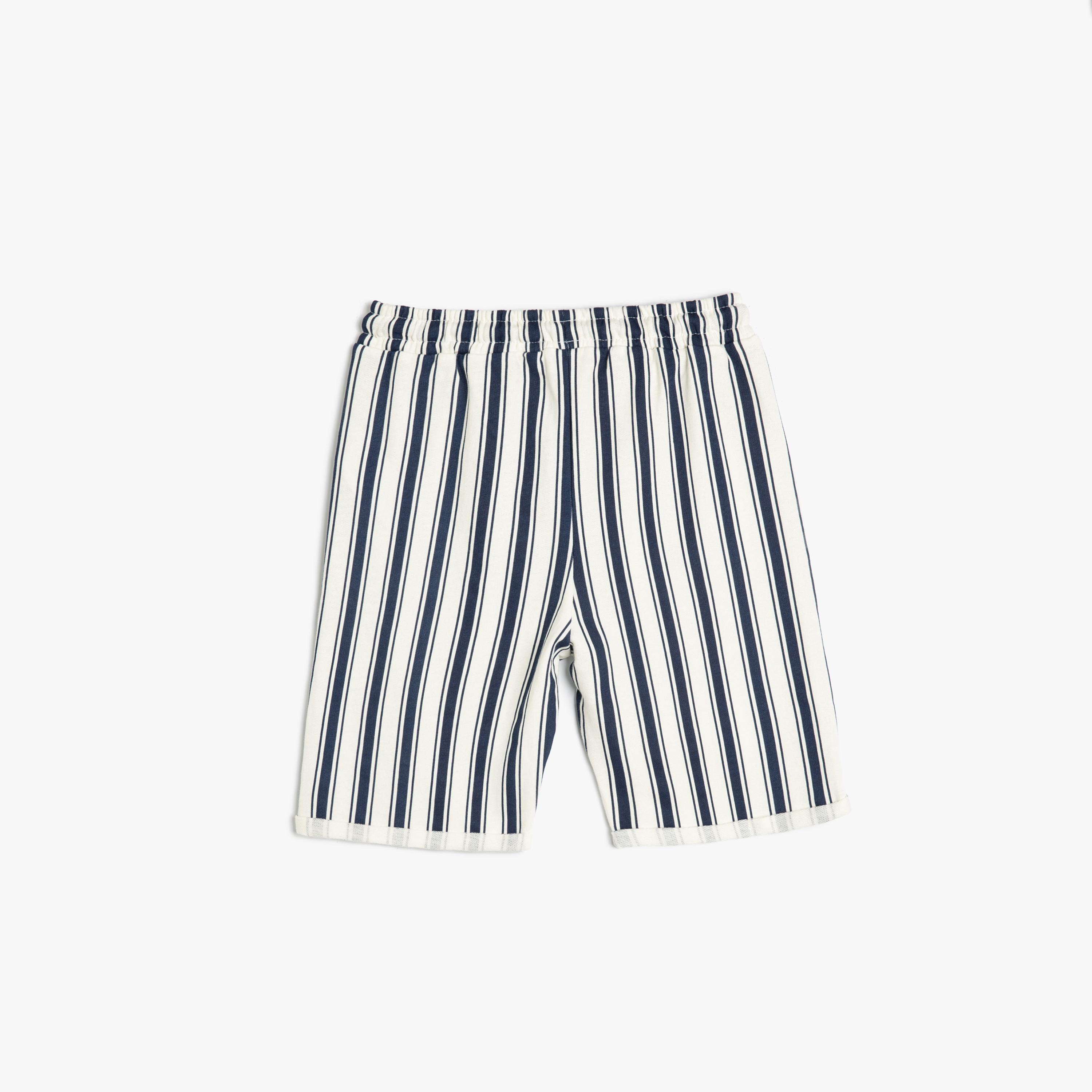 Koton Striped Elasticated Drawstring Shorts-boys-clothing-bottoms-shorts-image-2
