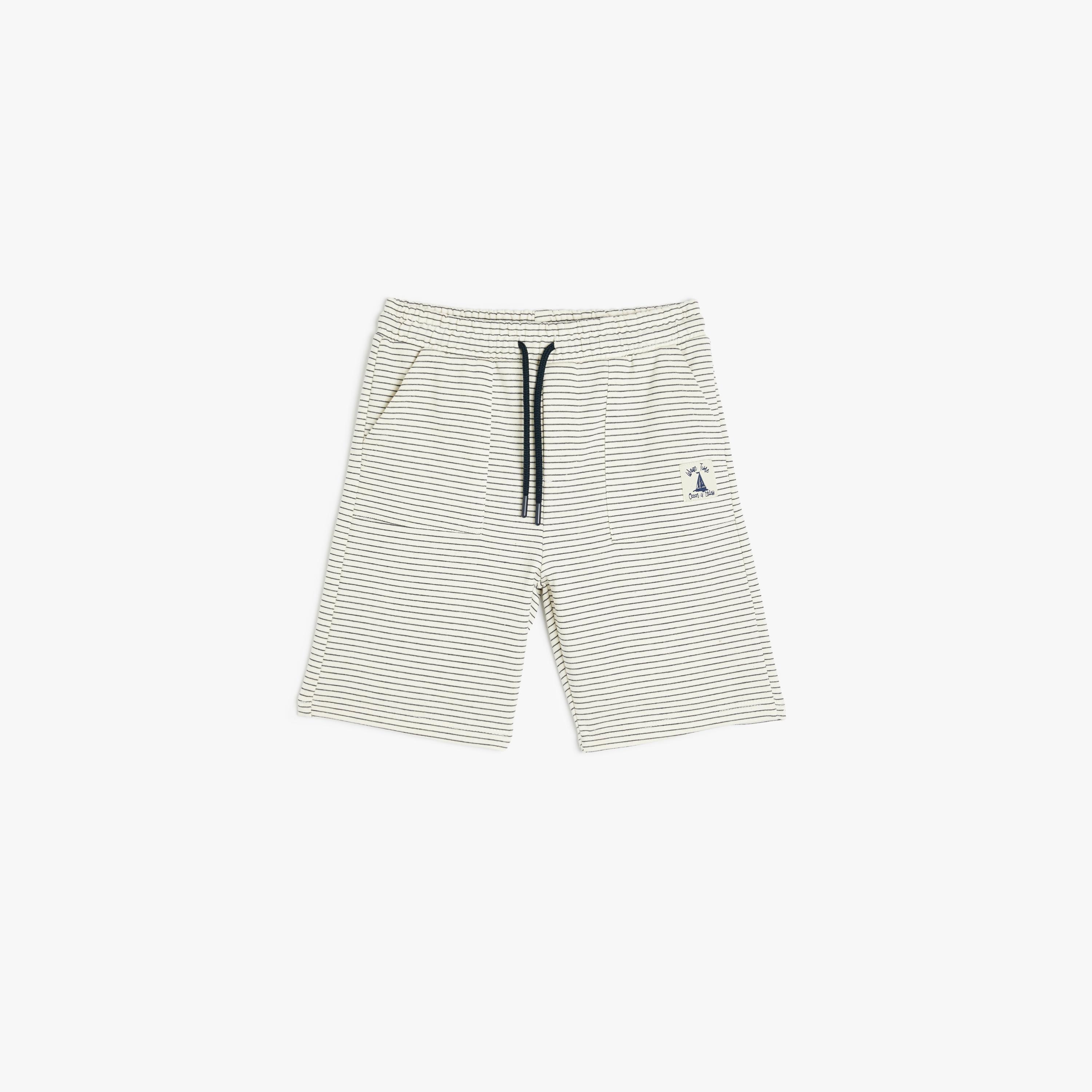 Koton Striped Elasticated Drawstring Shorts-boys-clothing-bottoms-shorts-image-1