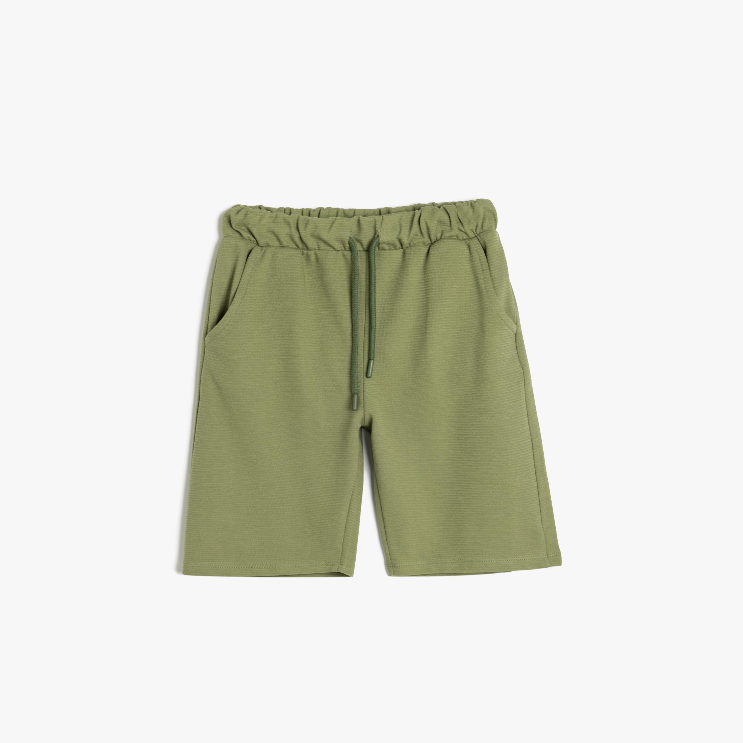 Koton Solid Elasticated Drawstring Shorts-boys-clothing-bottoms-shorts-image-1